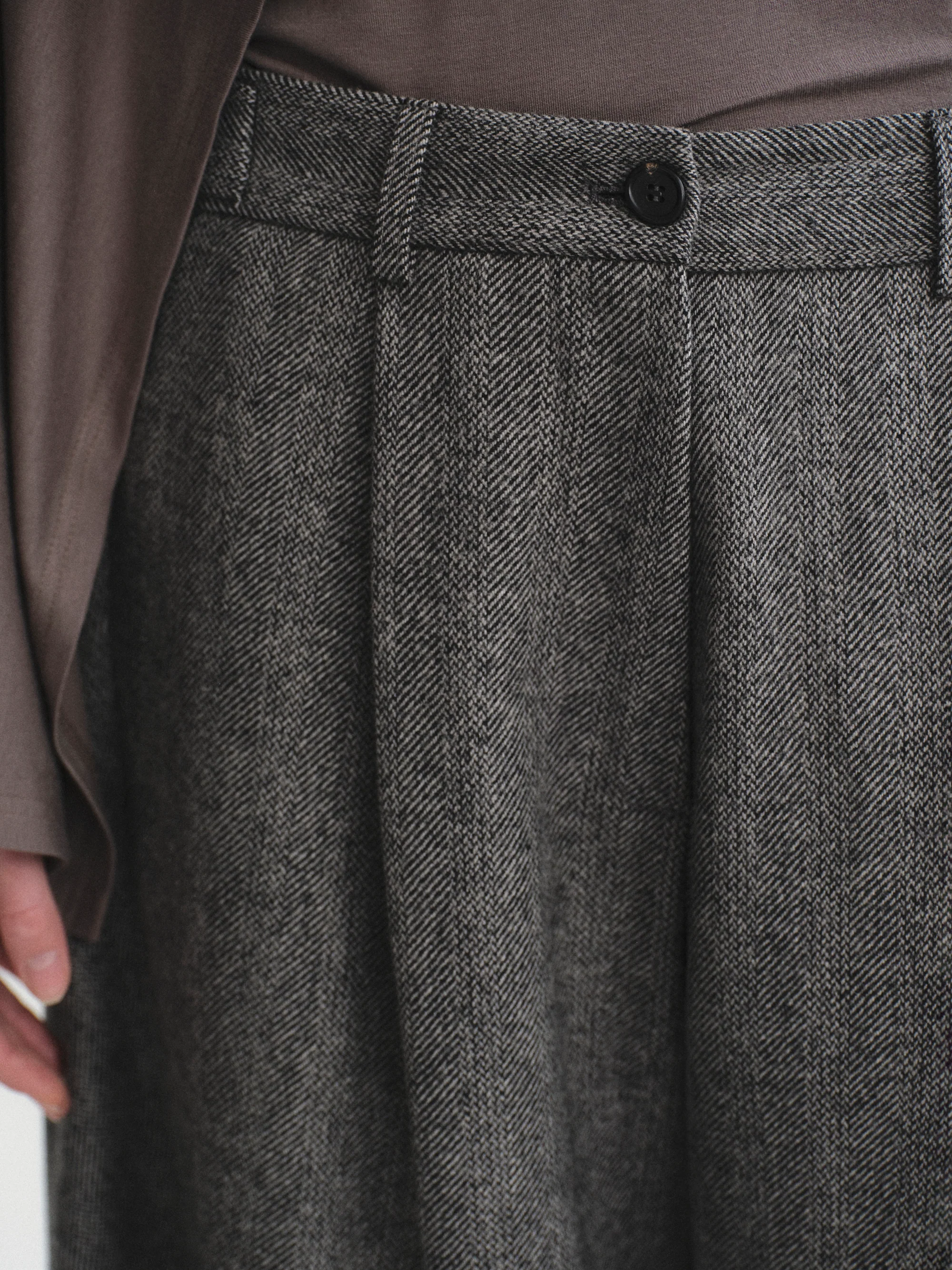 Herringbone Tuck Trousers, Charcoal - Image 4