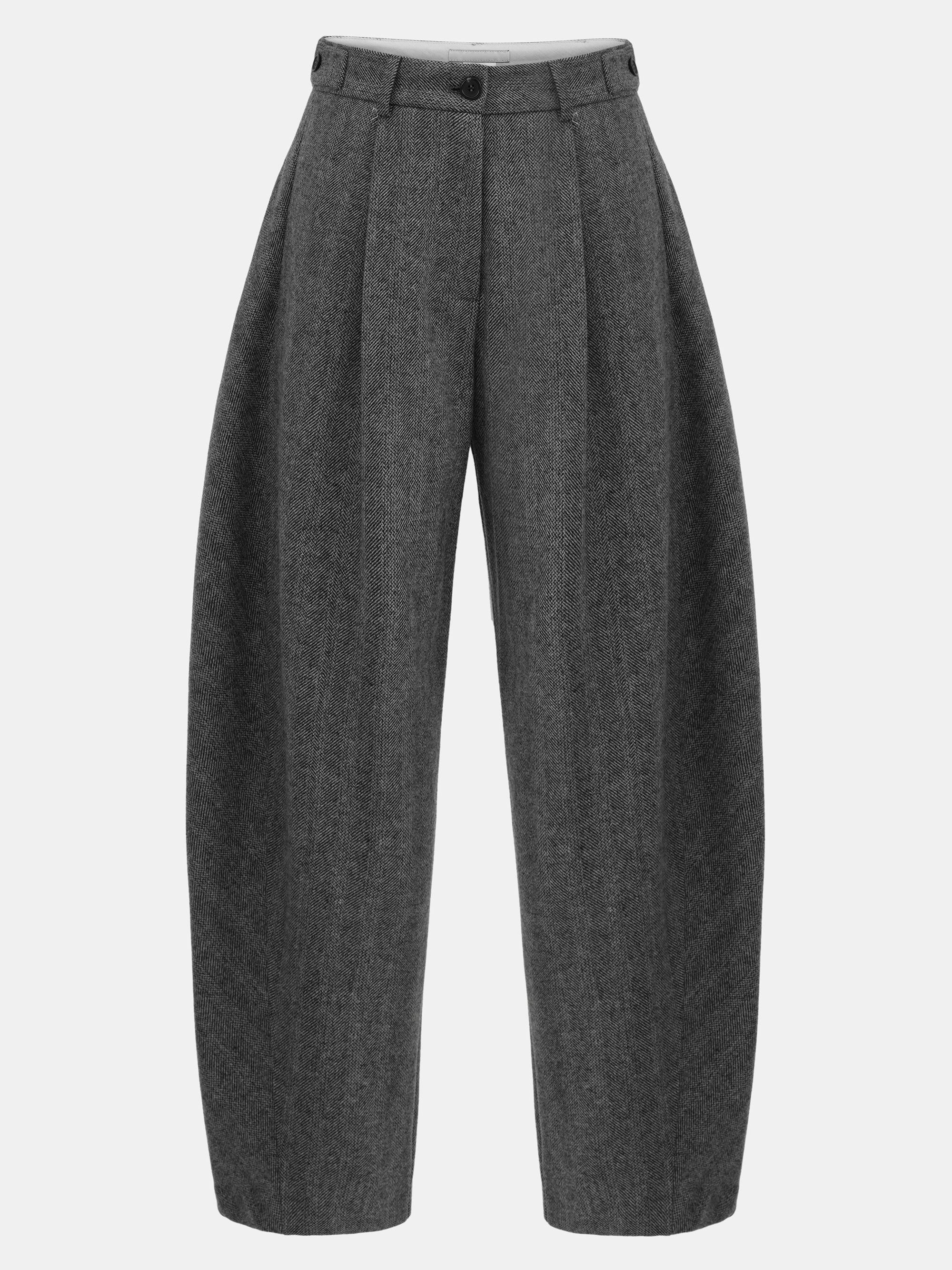 Herringbone Tuck Trousers, Charcoal - Image 6