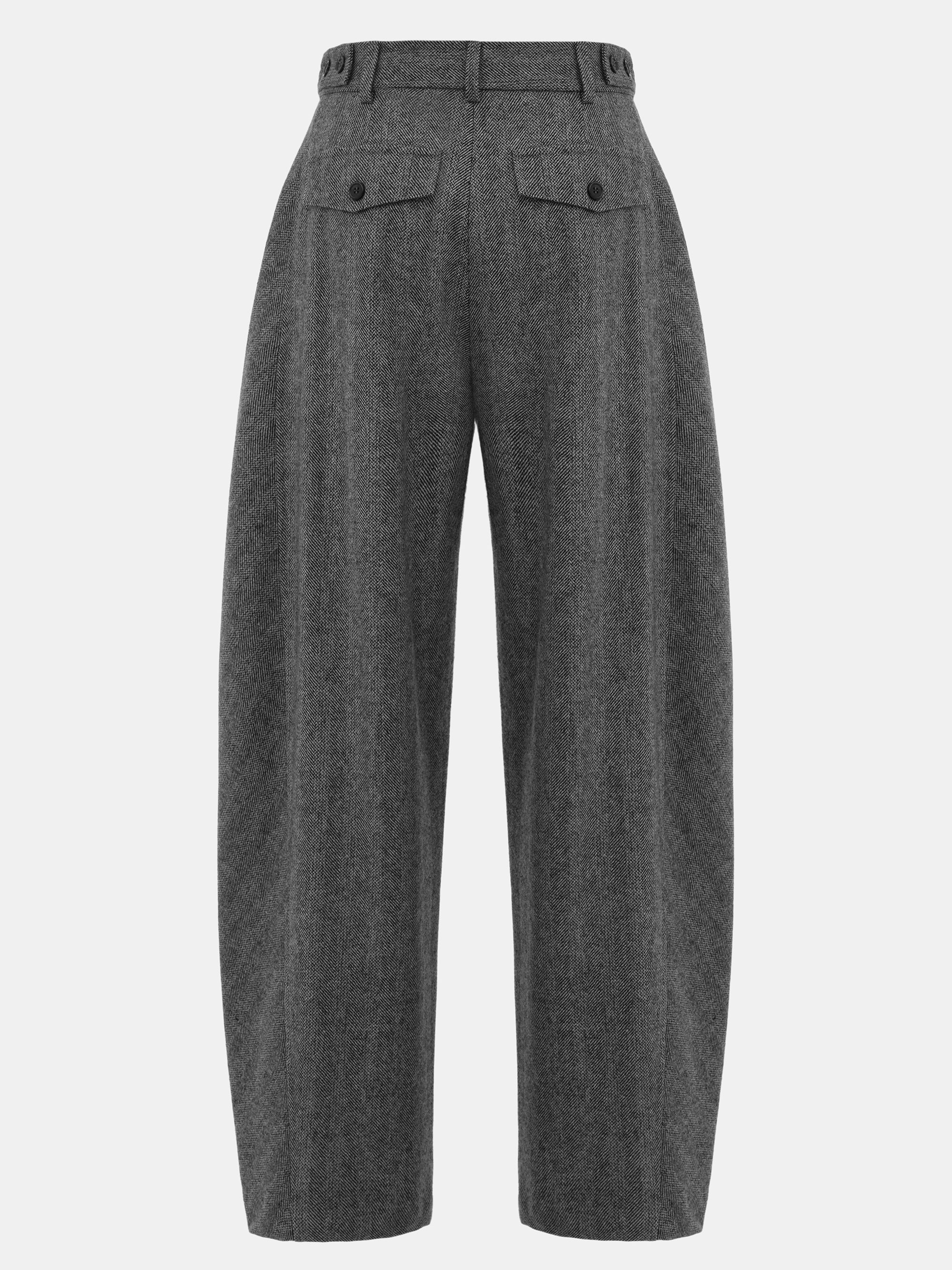 Herringbone Tuck Trousers, Charcoal - Image 7