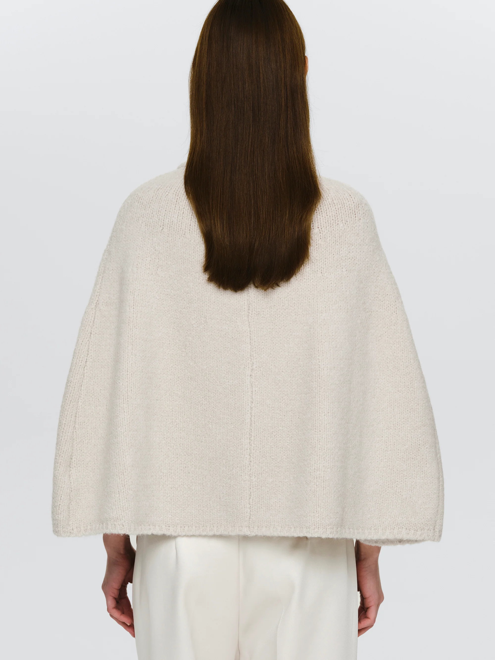 High Collar Knit Cape, Ivory - Image 3