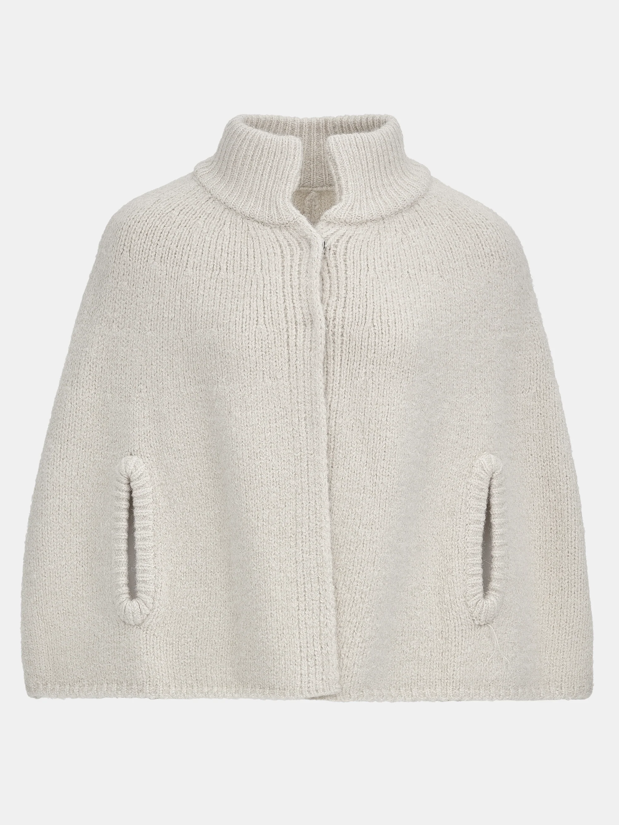 High Collar Knit Cape, Ivory - Image 5