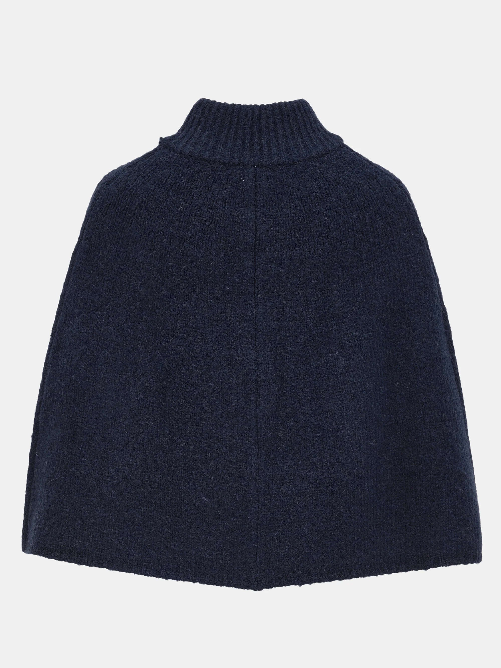 High Collar Knit Cape, Navy - Image 6