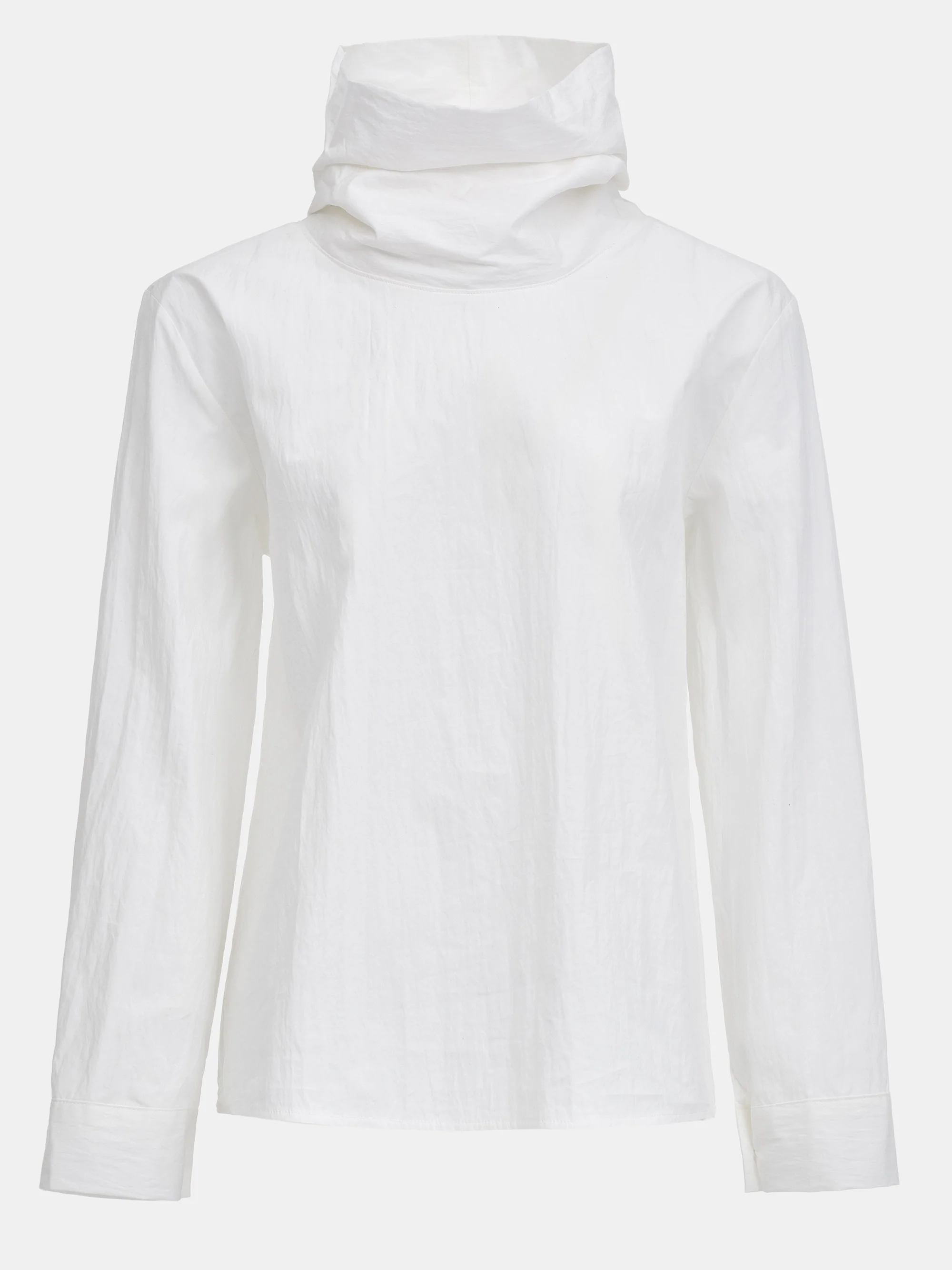 High-Neck Cotton Top, White - Image 3