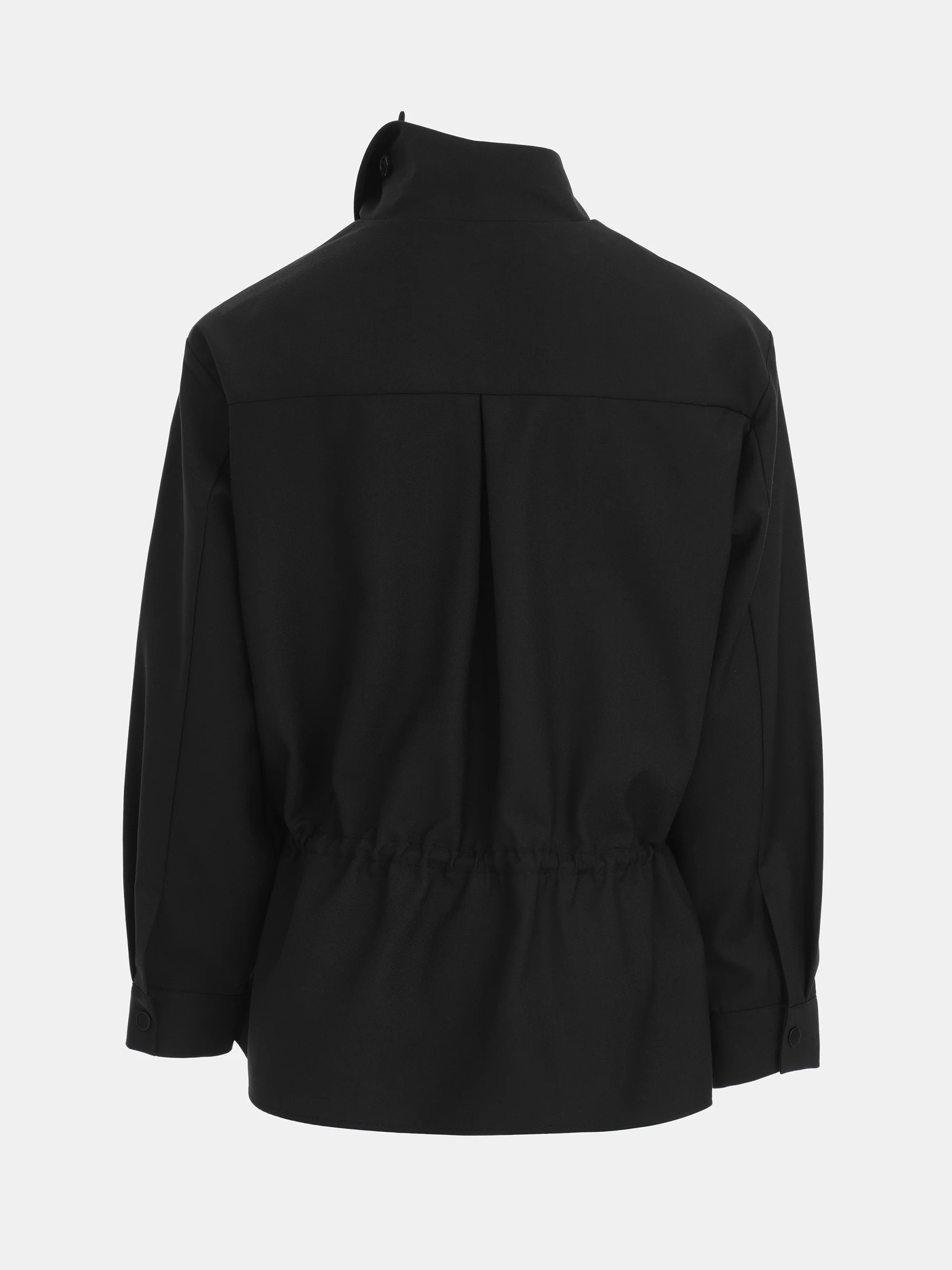 High-Neck Drawstring Jacket, Black - Image 9