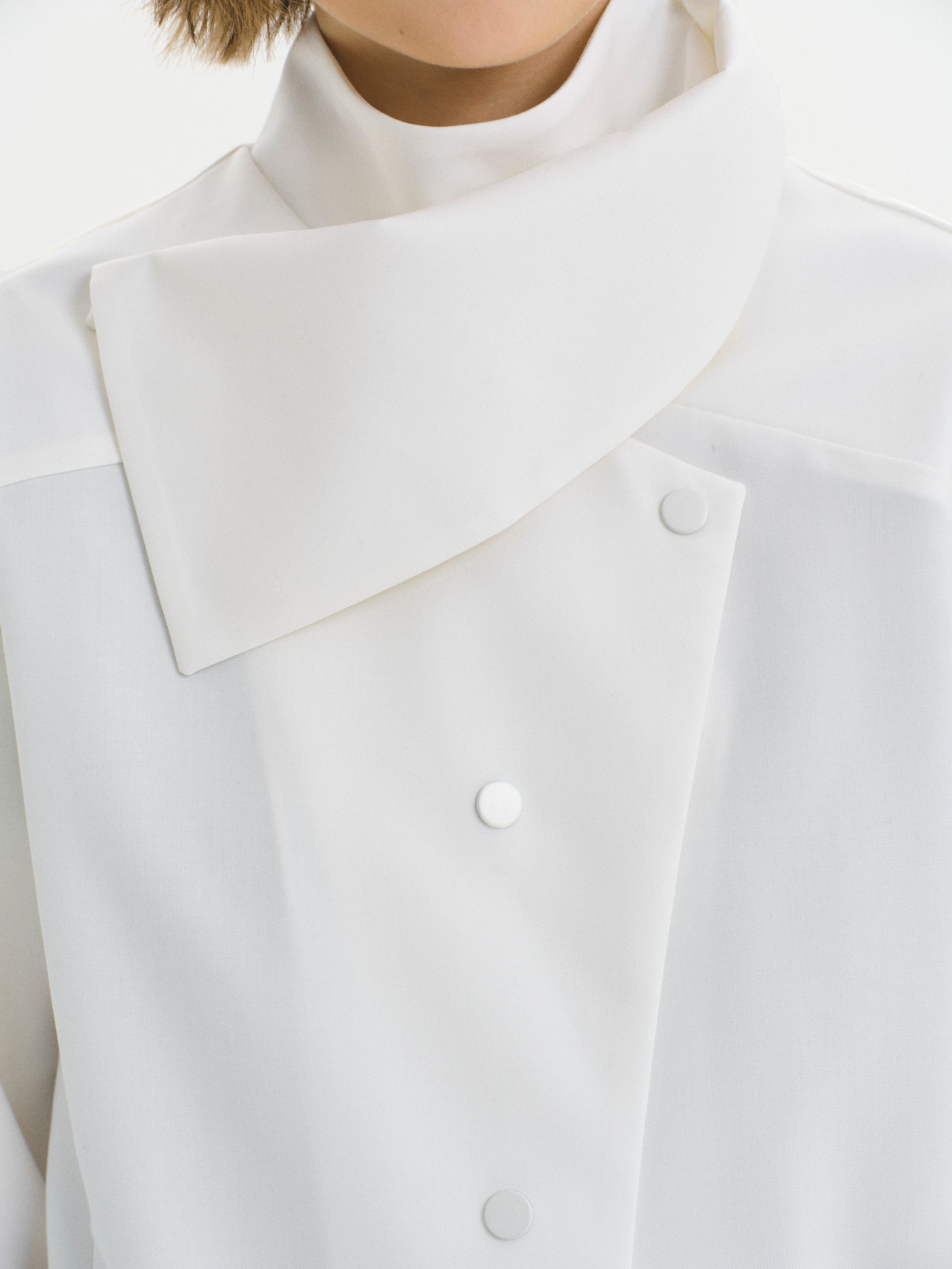 High-Neck Drawstring Jacket, Ivory - Image 2