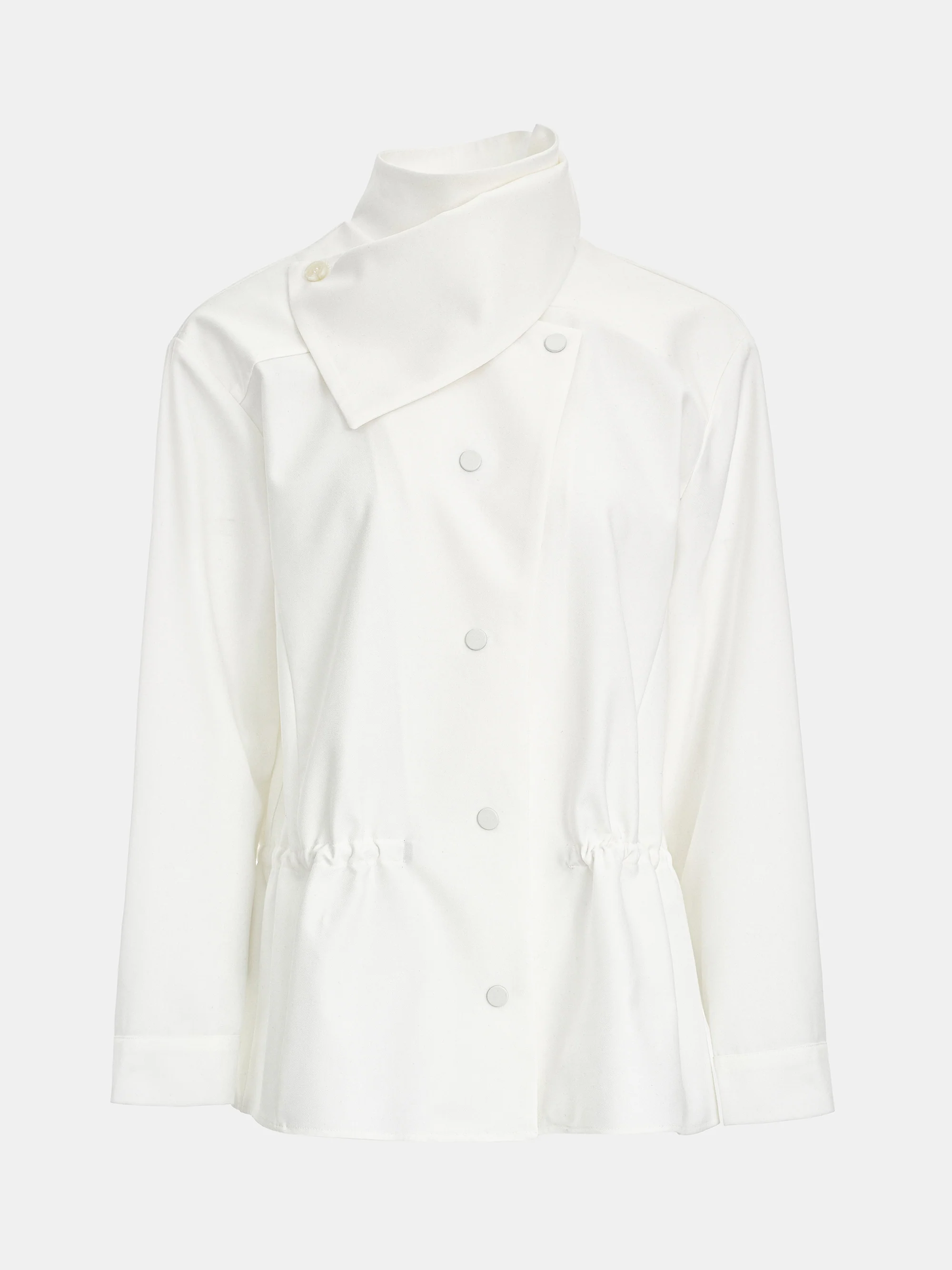 High-Neck Drawstring Jacket, Ivory - Image 5