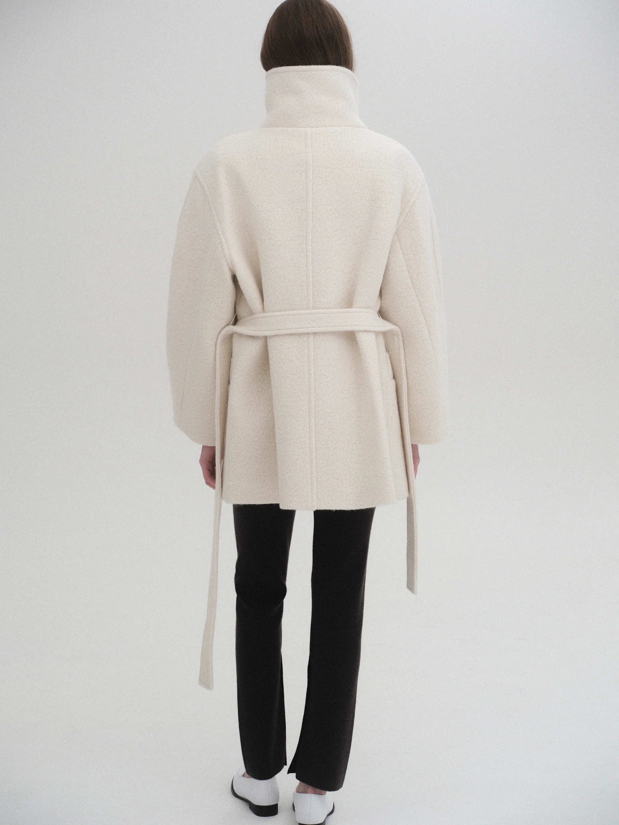 High Neck Short Peacoat, Ivory - Image 6