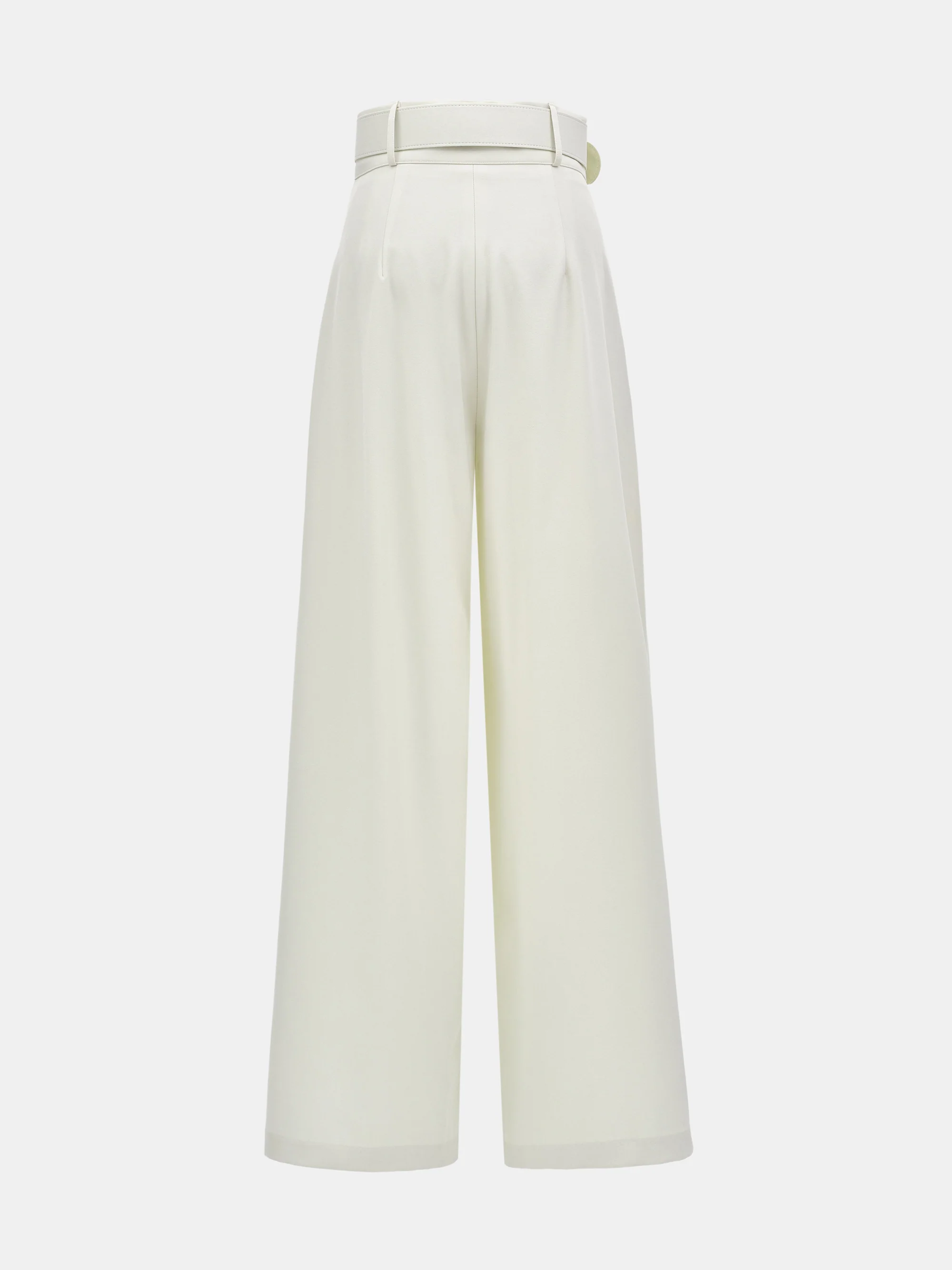 High-Waist Belted Trousers, Ivory - Image 6