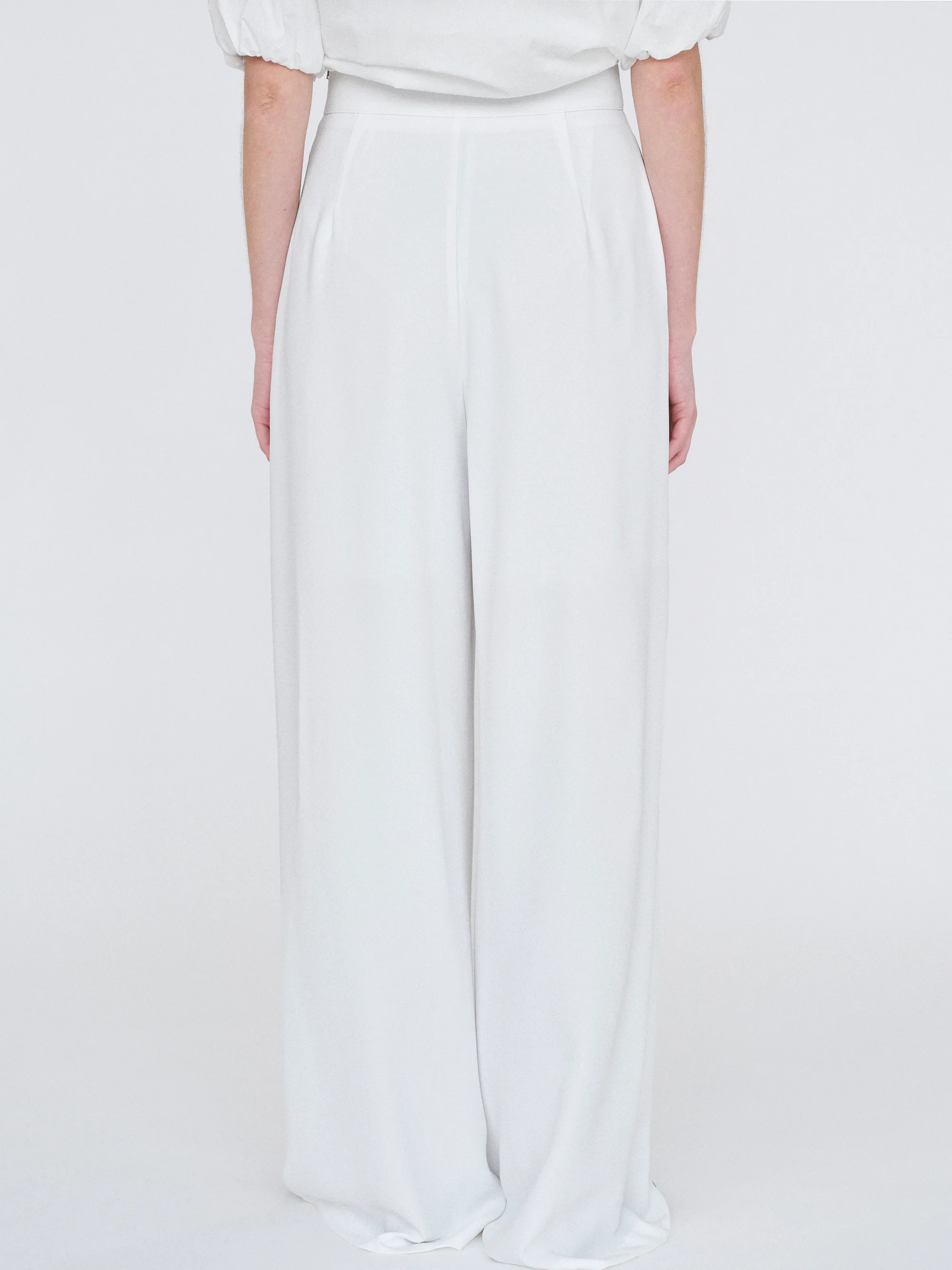 High-Waisted Crepe Pants, White - Image 6
