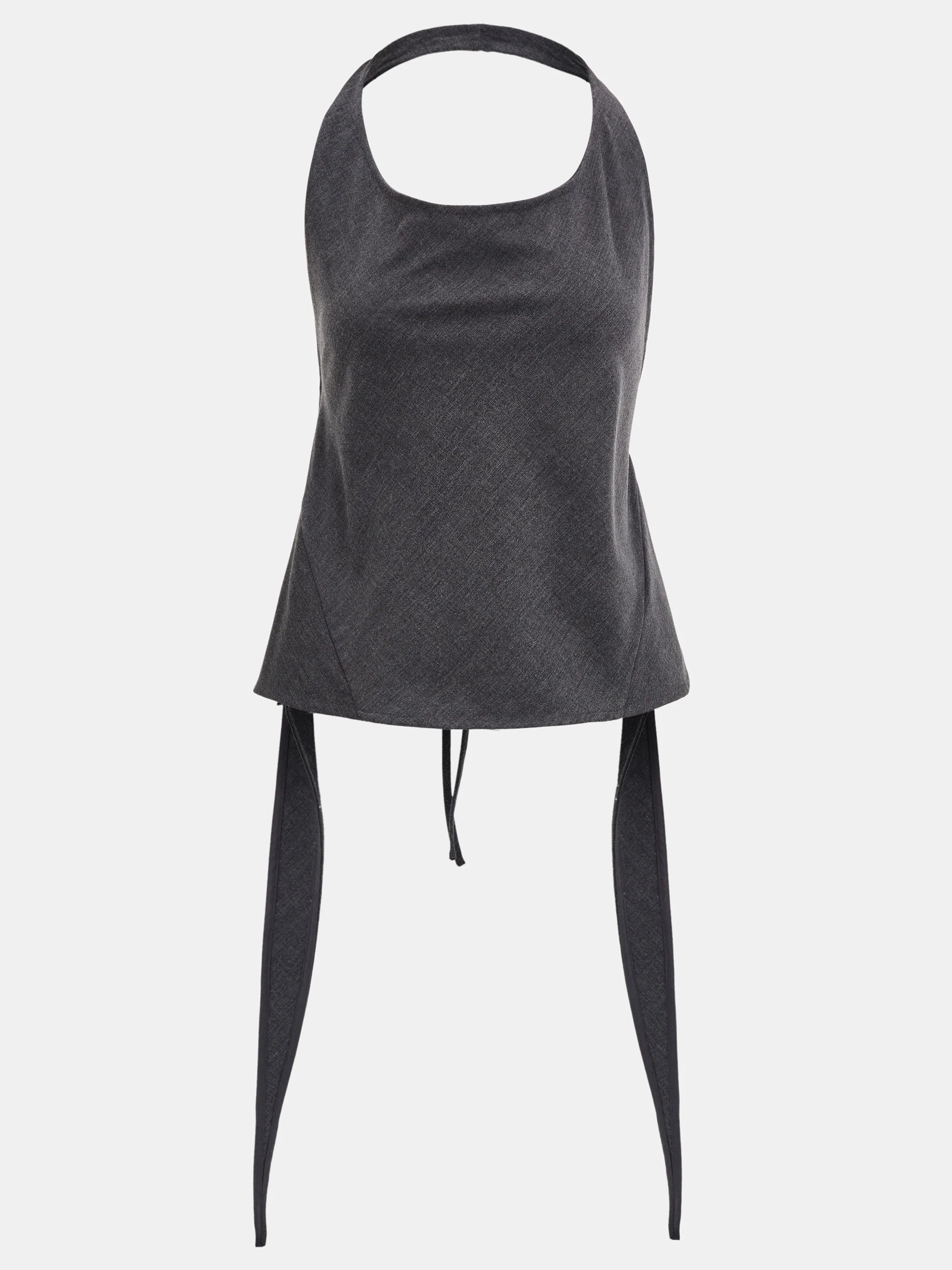 Hopsack Halter Top, Charcoal - Image 5