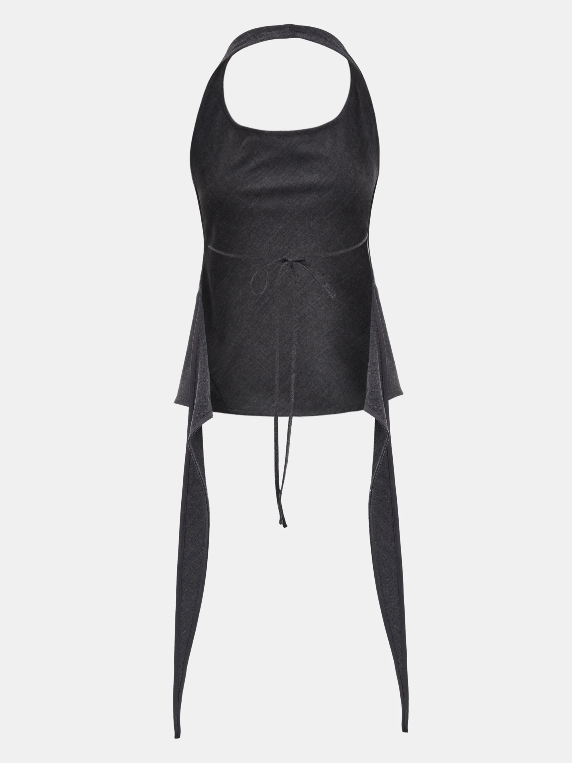 Hopsack Halter Top, Charcoal - Image 6