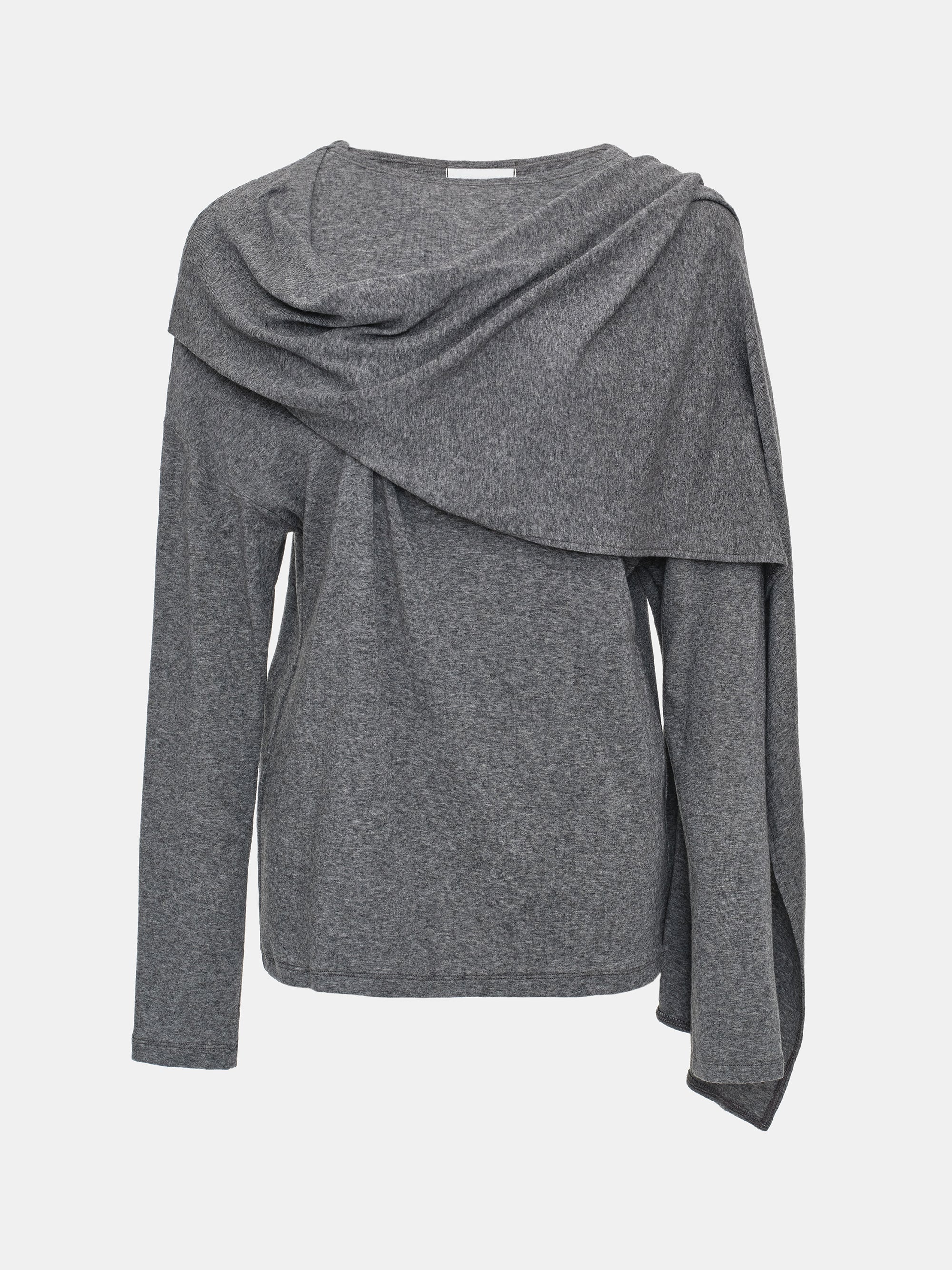 Integrated Scarf T-Shirt, Grey - Image 5