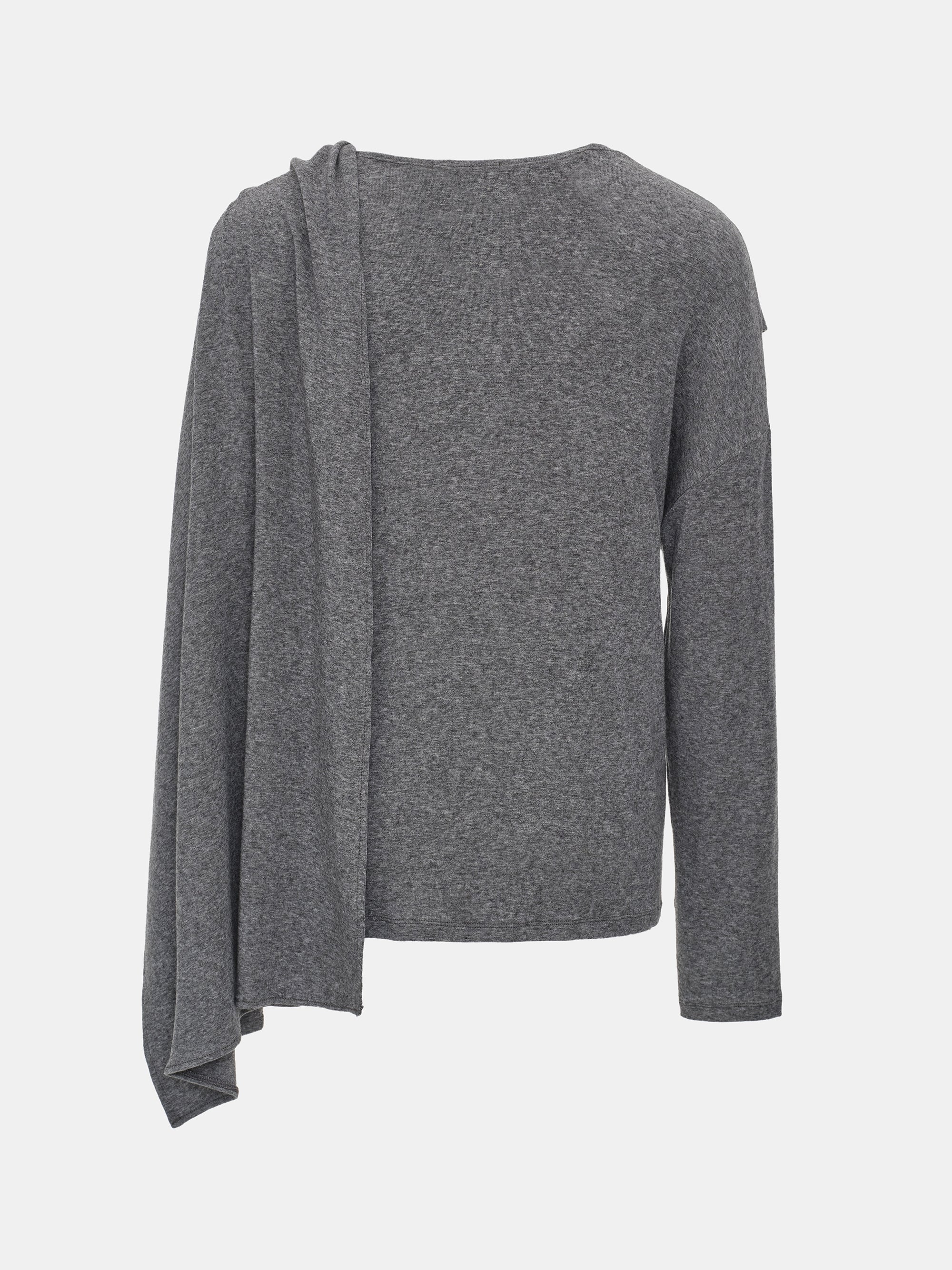 Integrated Scarf T-Shirt, Grey - Image 6