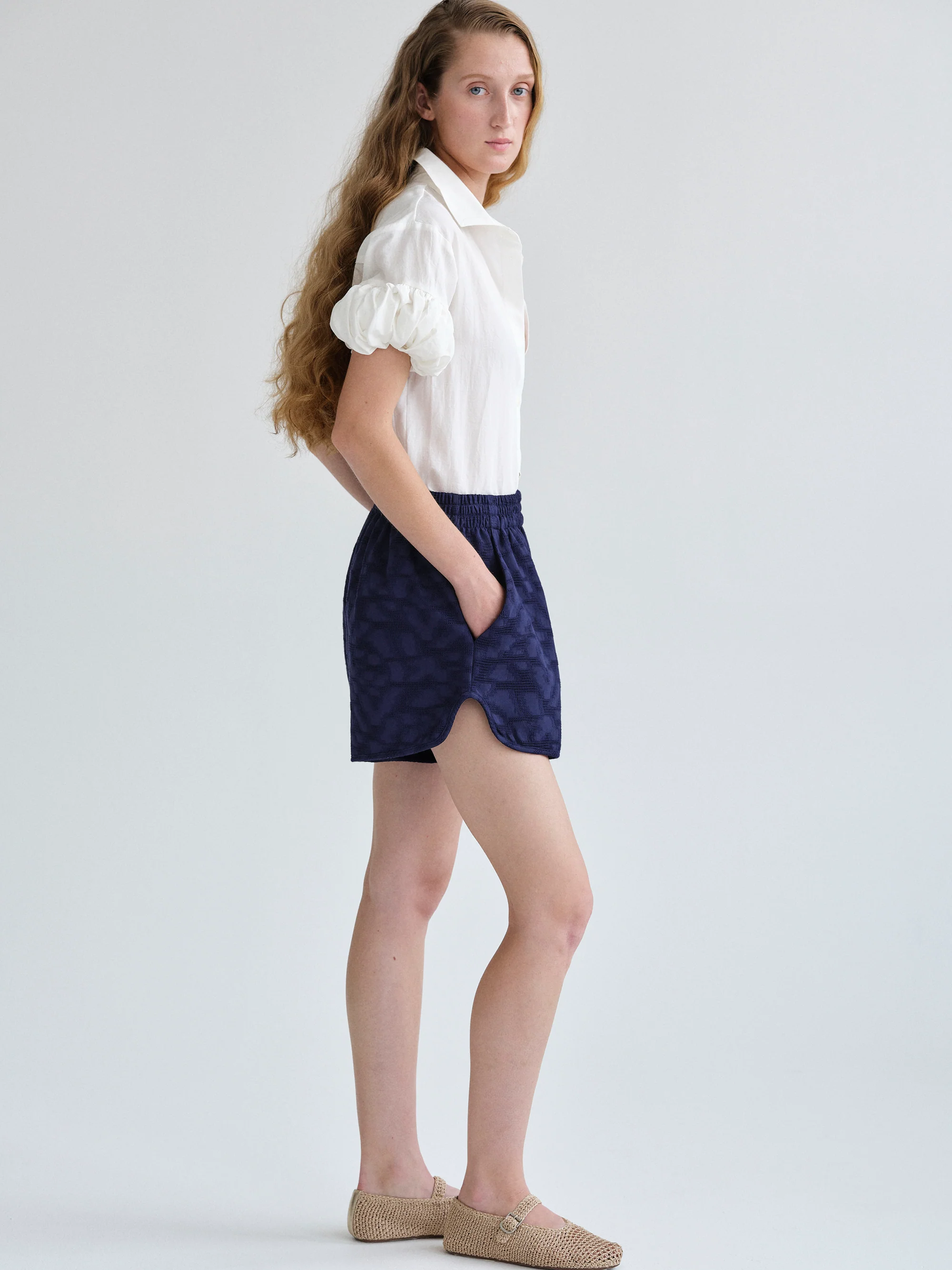 Jacquard Shorts, Navy - Image 6
