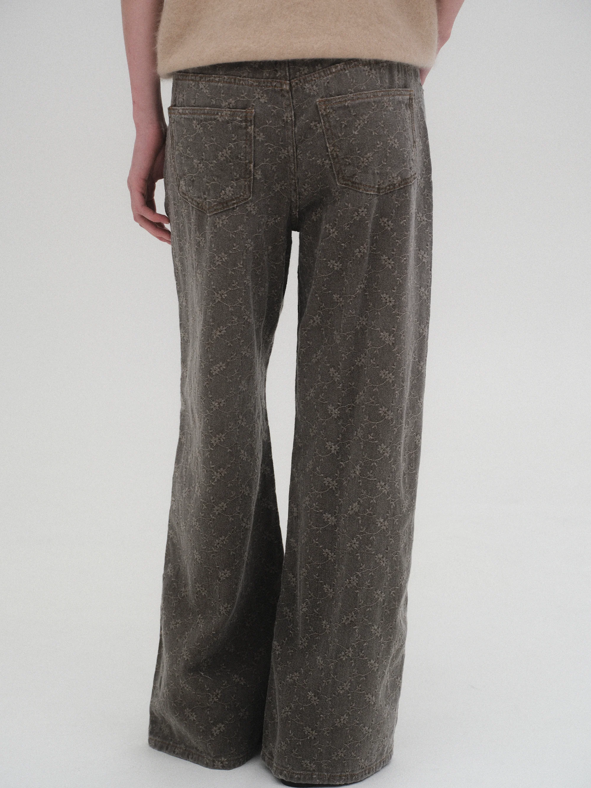 Jacquard Washed Jeans, Grey - Image 6