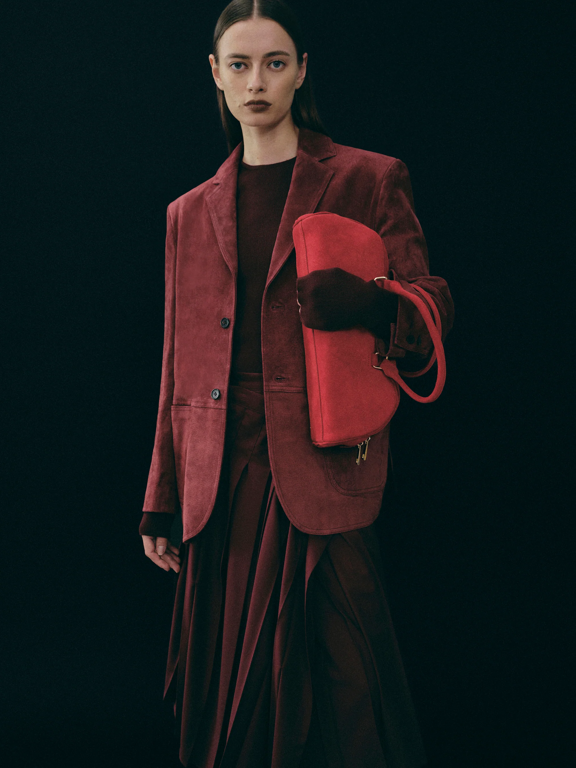 Kant Suede Blazer, Burgundy - Image 2