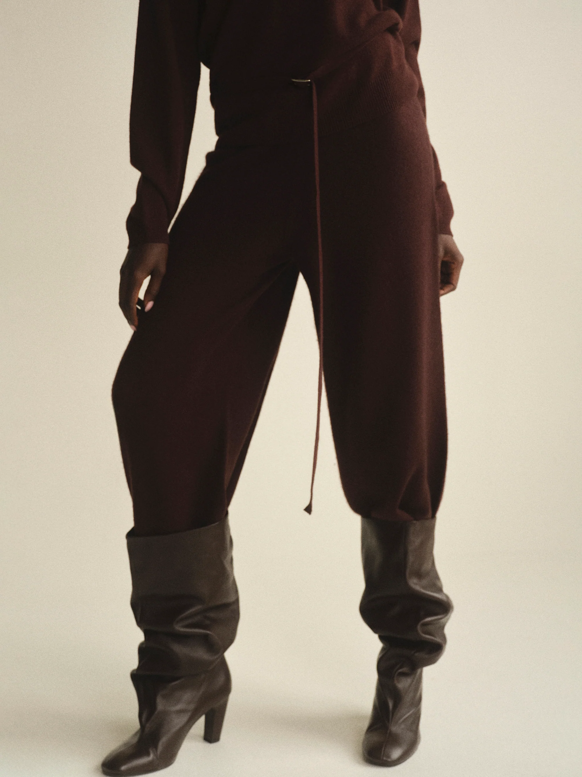 Knit Jogger Pants, Zinfande - Image 2