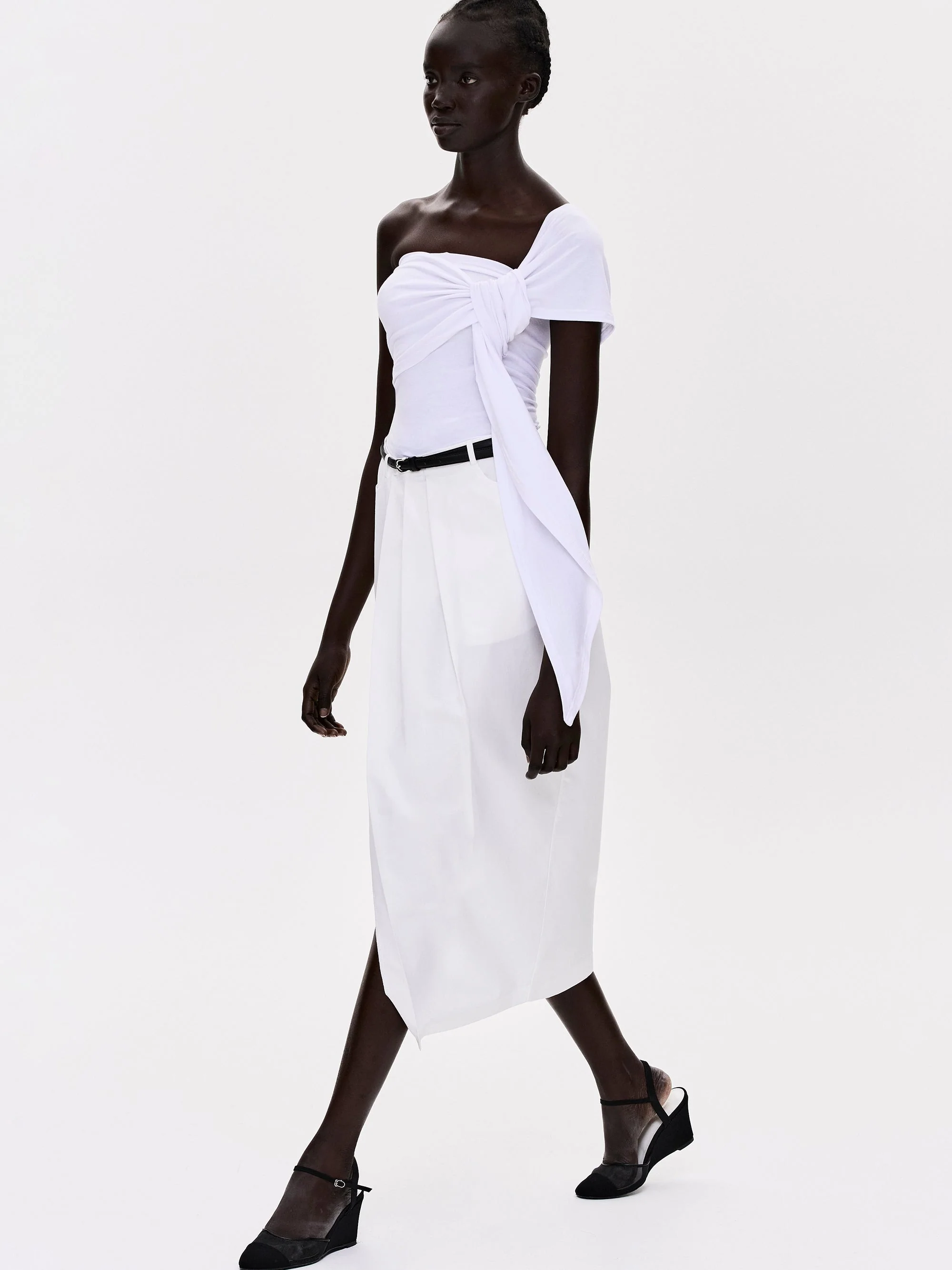 Knotted Jersey T-Shirt, White - Image 4