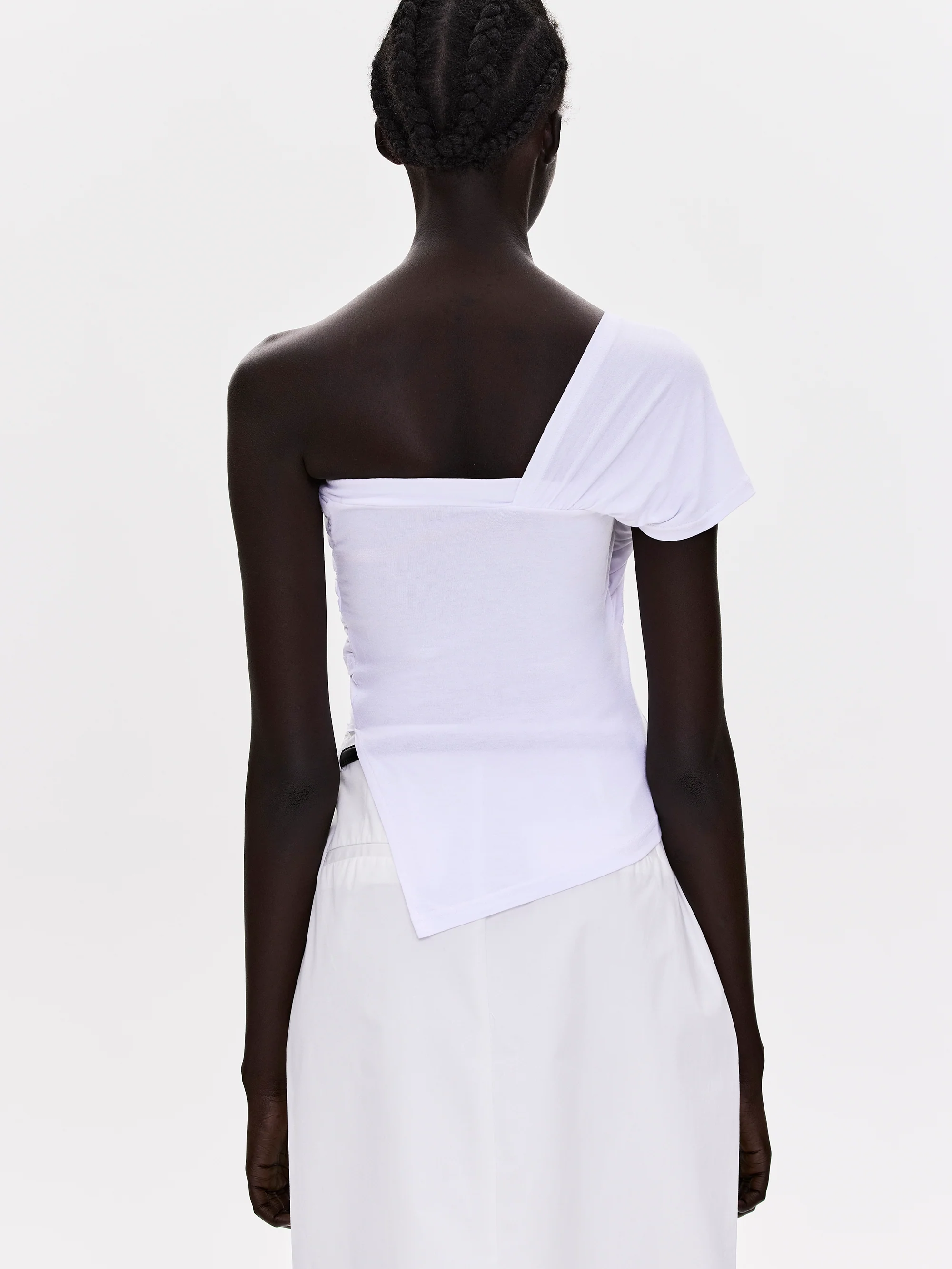 Knotted Jersey T-Shirt, White - Image 5