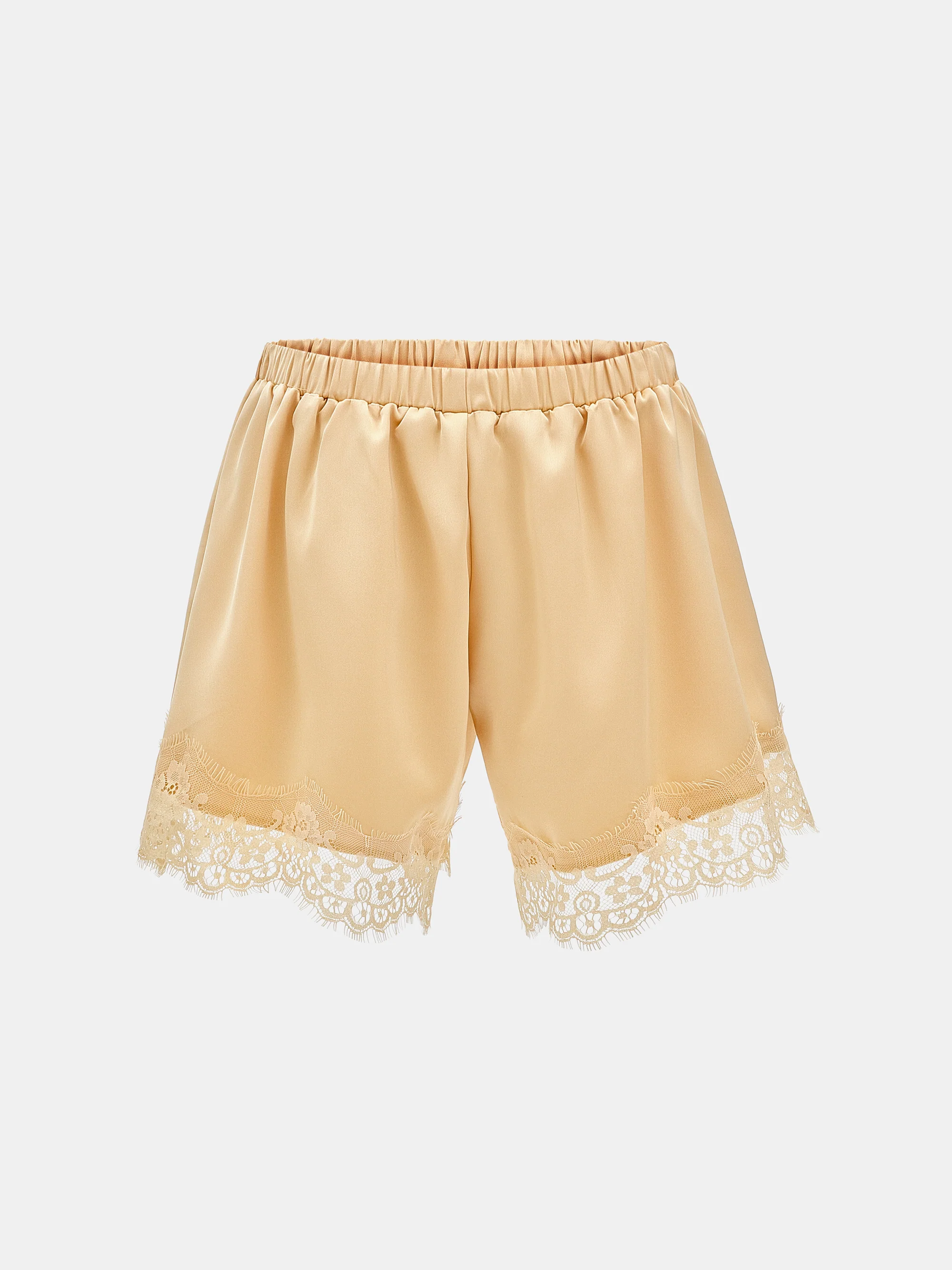 Lace-Trimmed Satin Shorts, Orange - Image 6