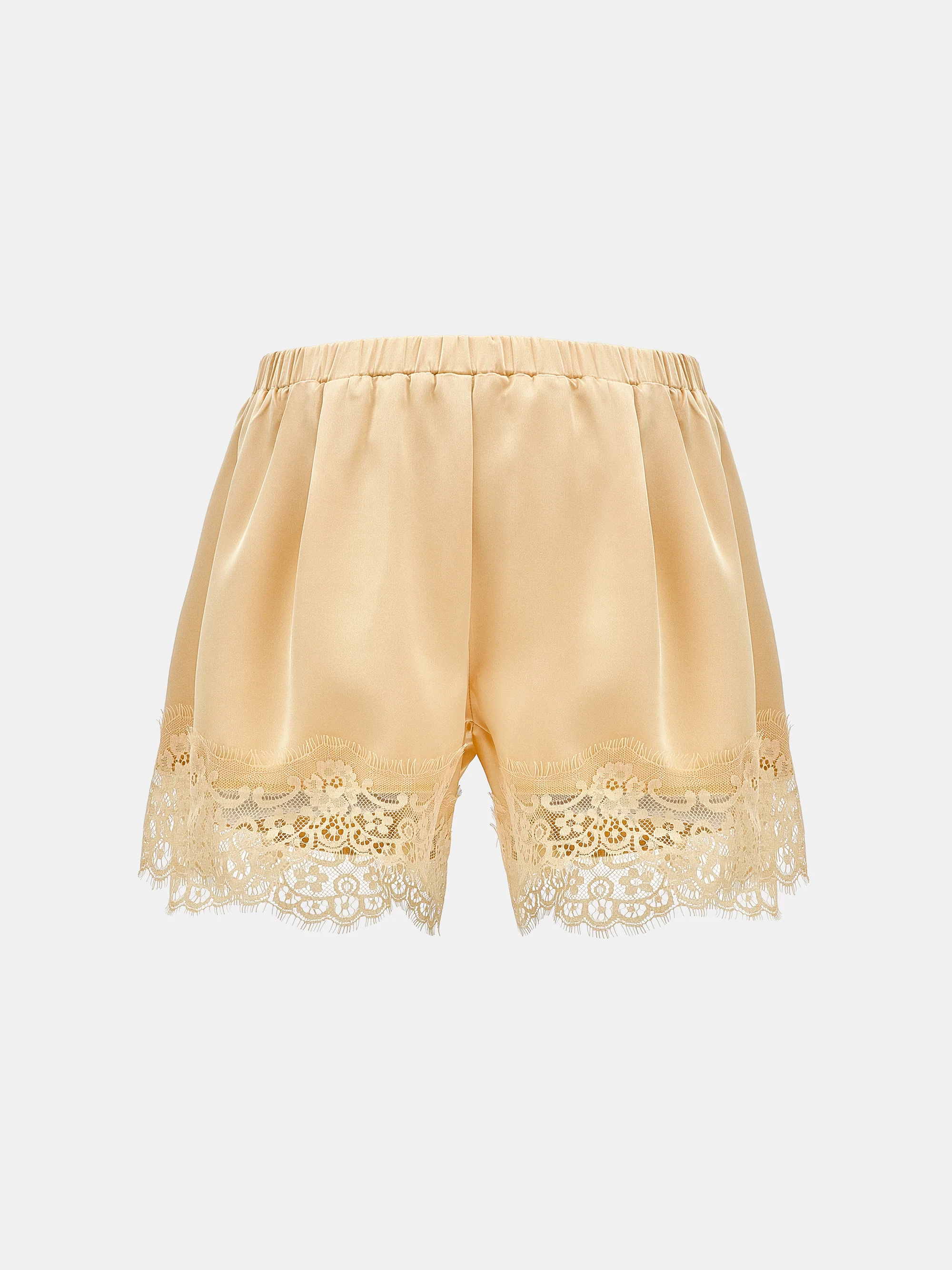 Lace-Trimmed Satin Shorts, Orange - Image 7