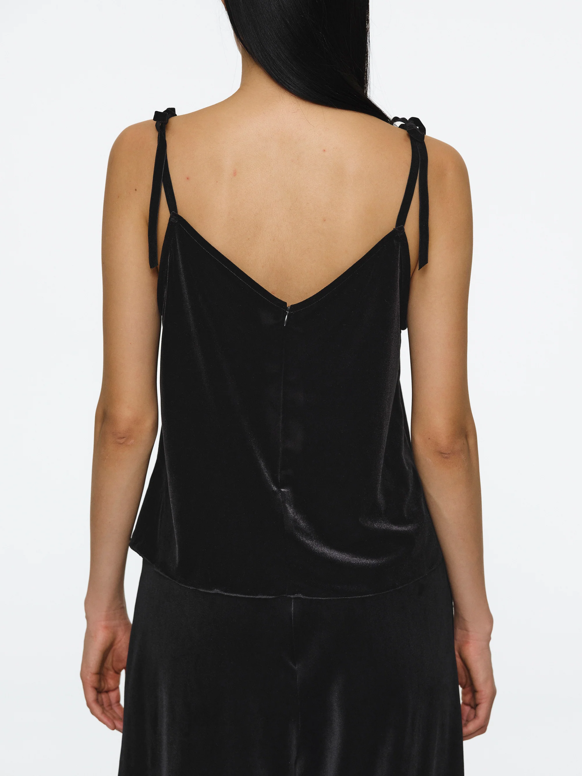 Lace-Trimmed Velvet Top, Black - Image 3