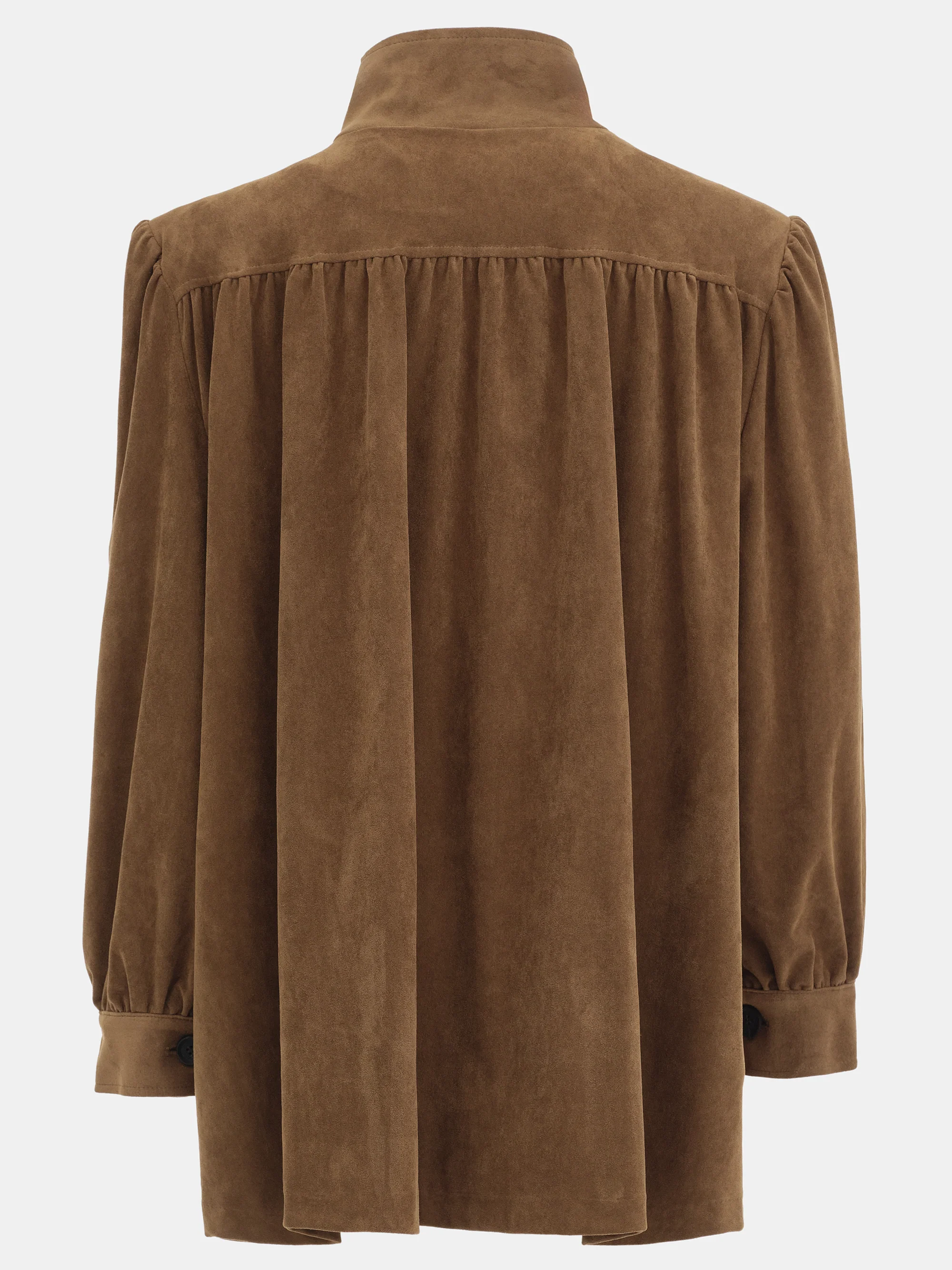 Lalisa Longline Ruched Suede Bomber, Burnt Umber - Image 6