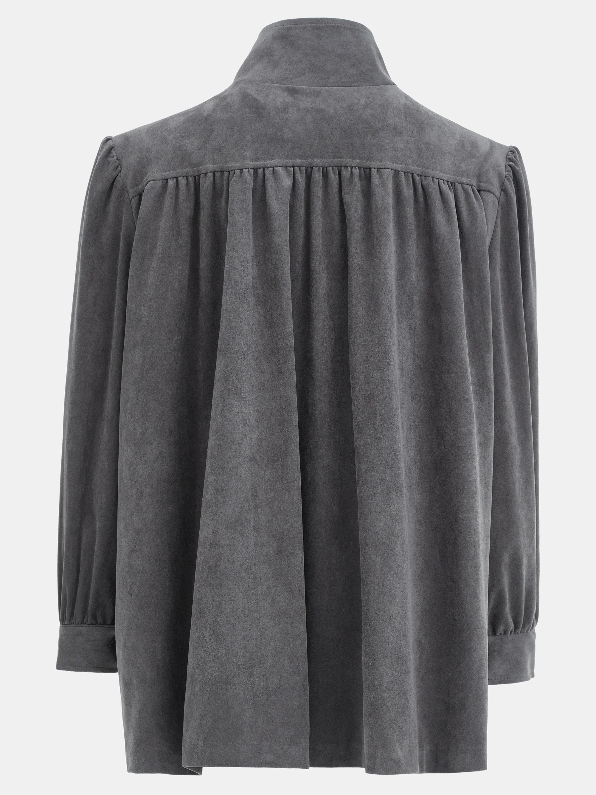 Lalisa Longline Ruched Suede Bomber, Grey - Image 6