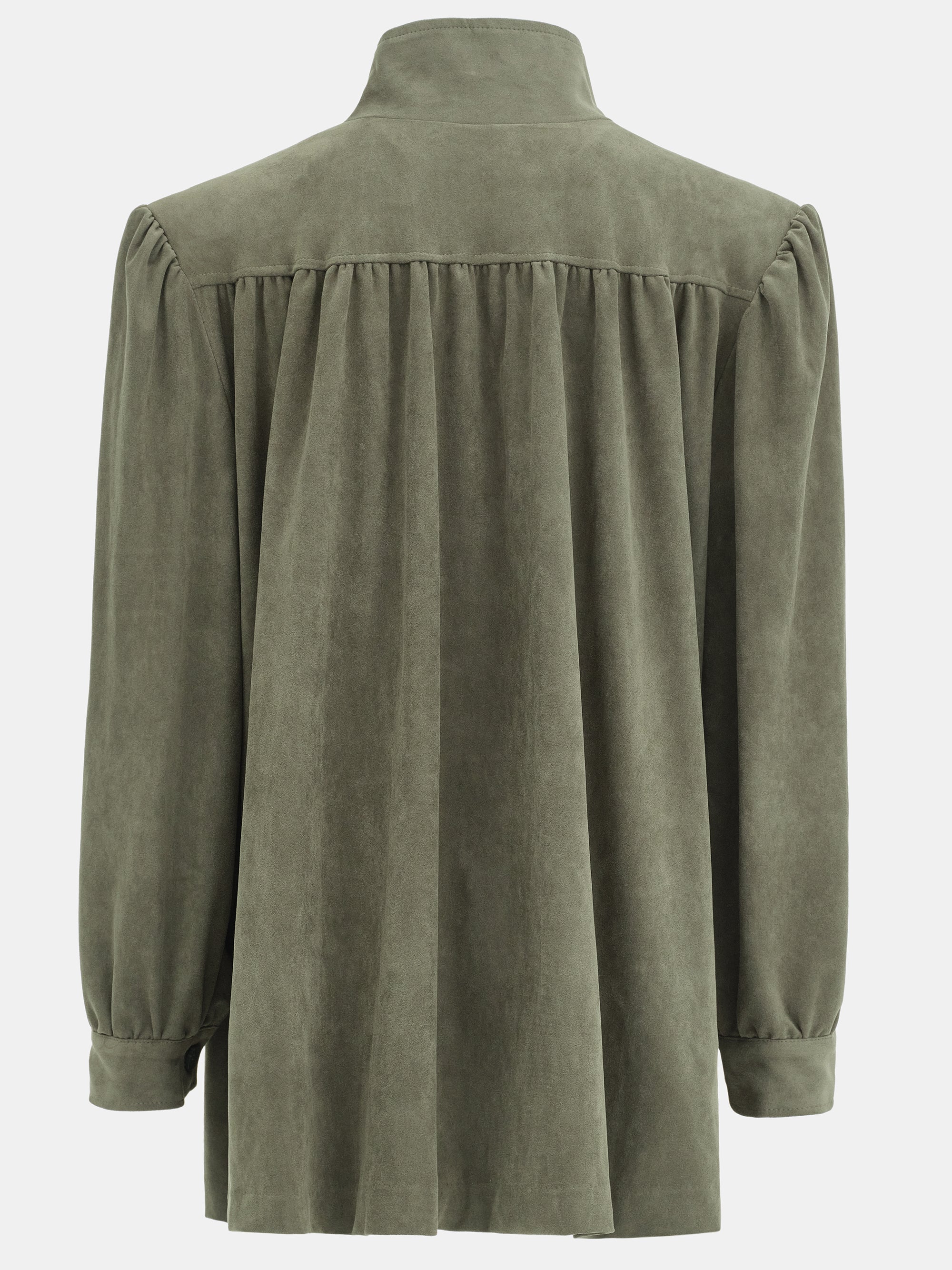Lalisa Longline Ruched Suede Bomber, Sage - Image 6