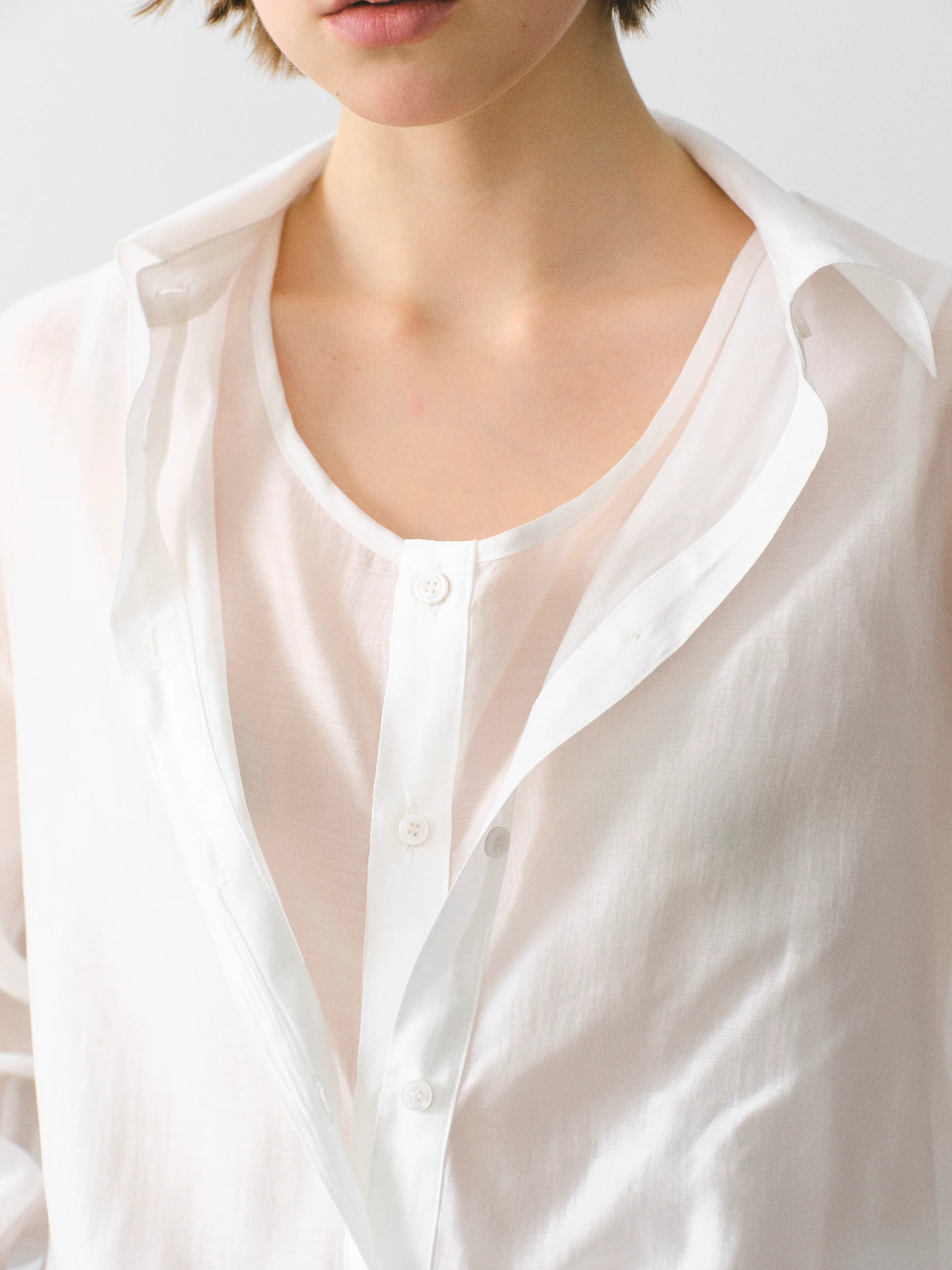 Layered Button Down Shirt, Ivory - Image 2