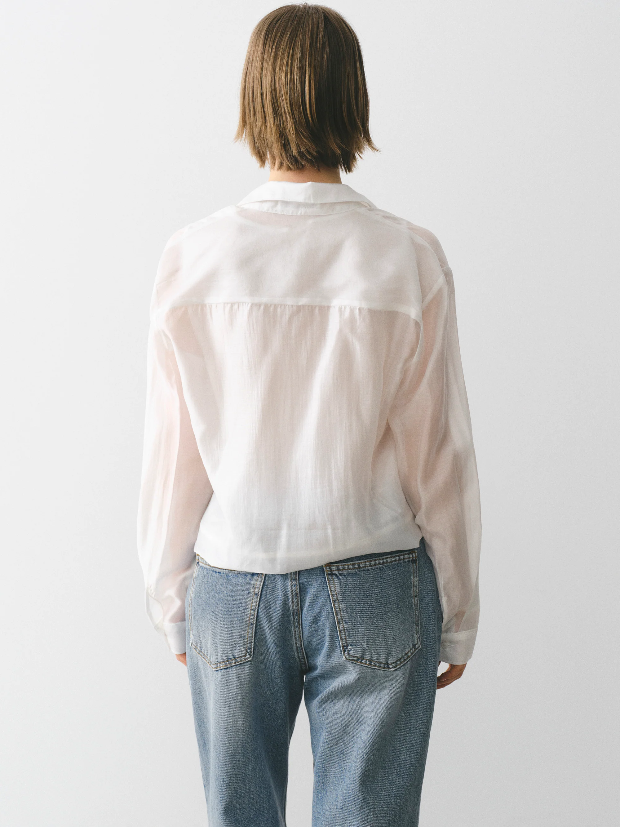 Layered Button Down Shirt, Ivory - Image 4