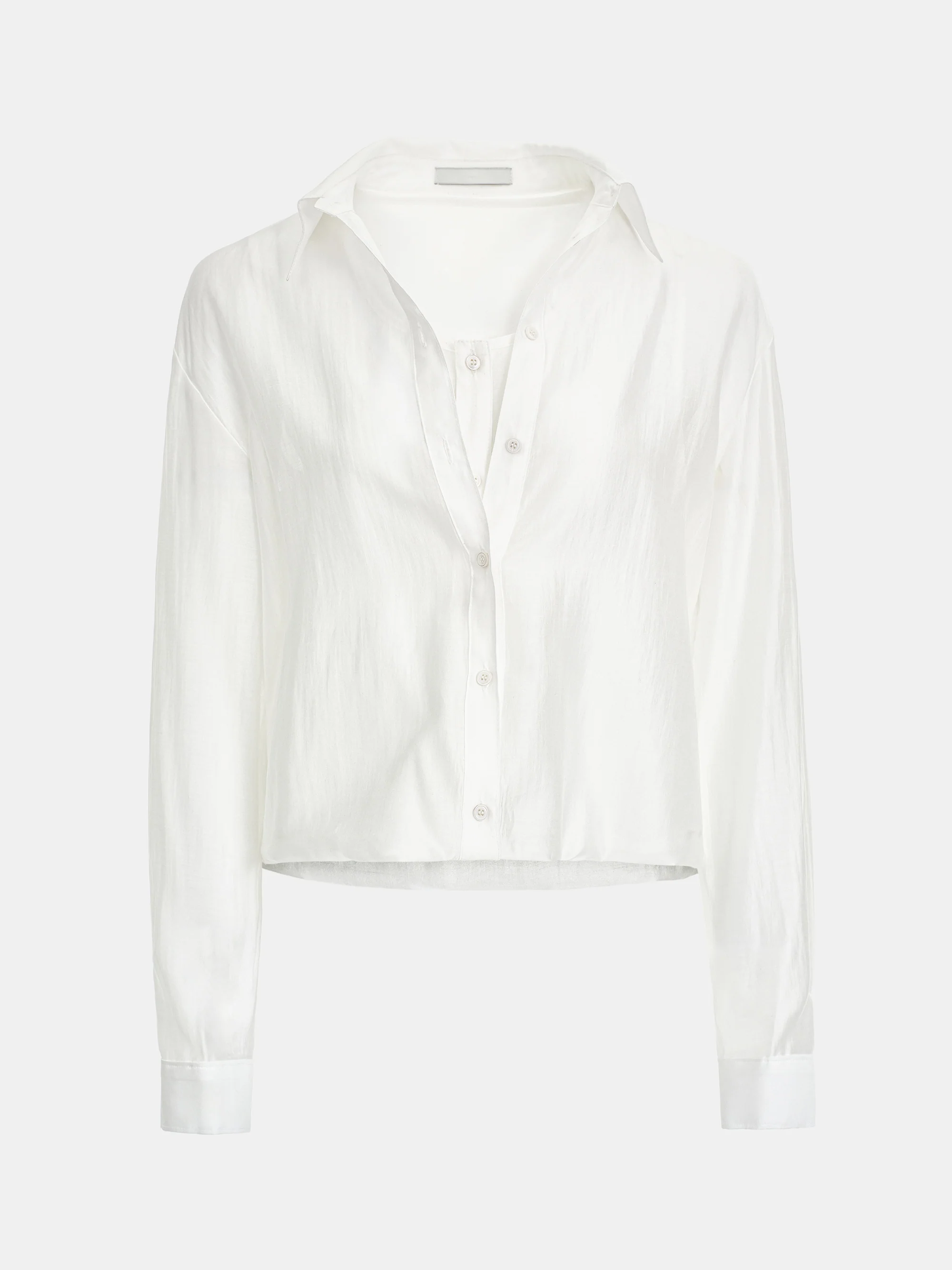 Layered Button Down Shirt, Ivory - Image 5