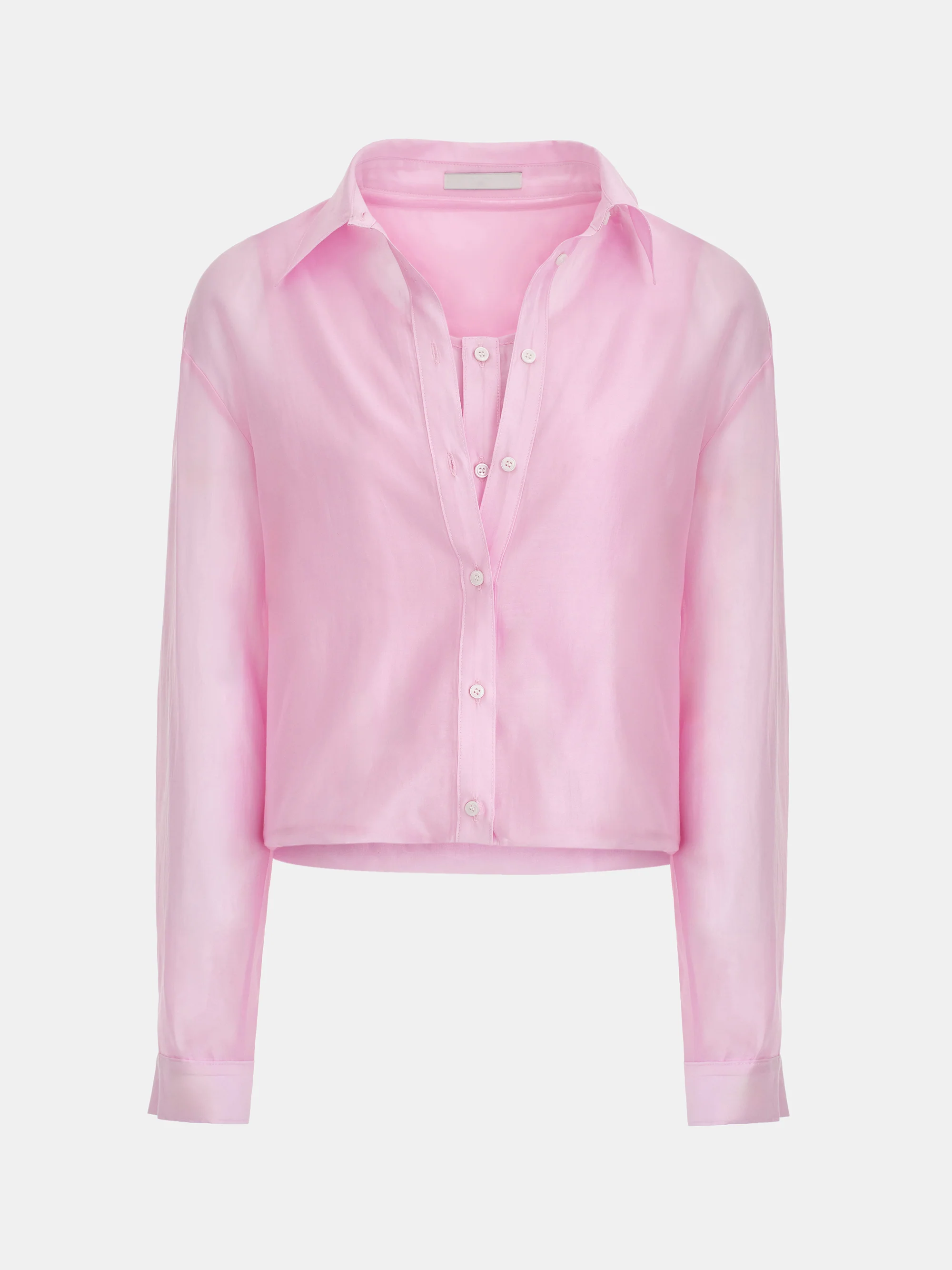 Layered Button Down Shirt, Pink - Image 5