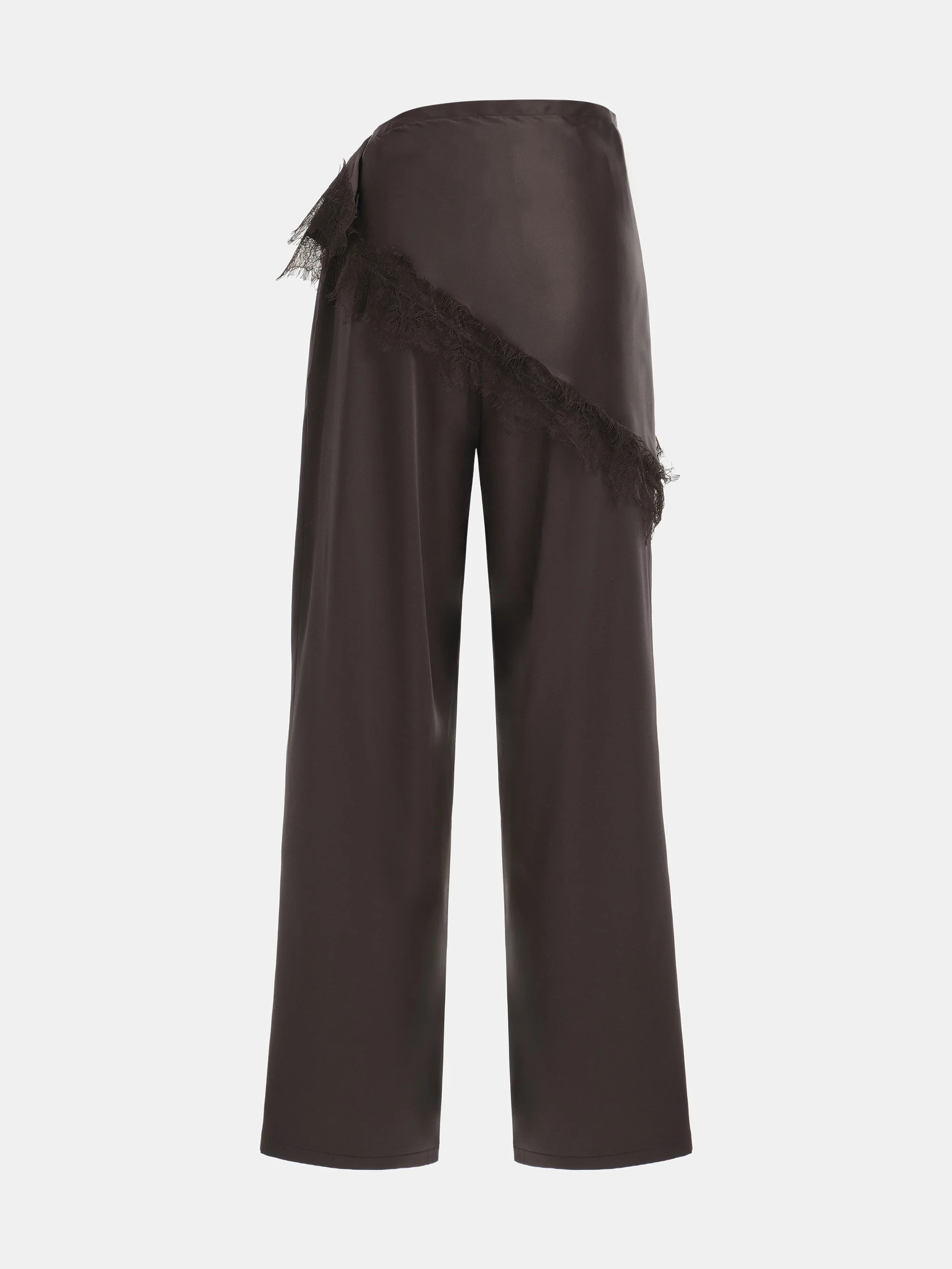 Layered Satin-Effect Trousers, Brown - Image 6