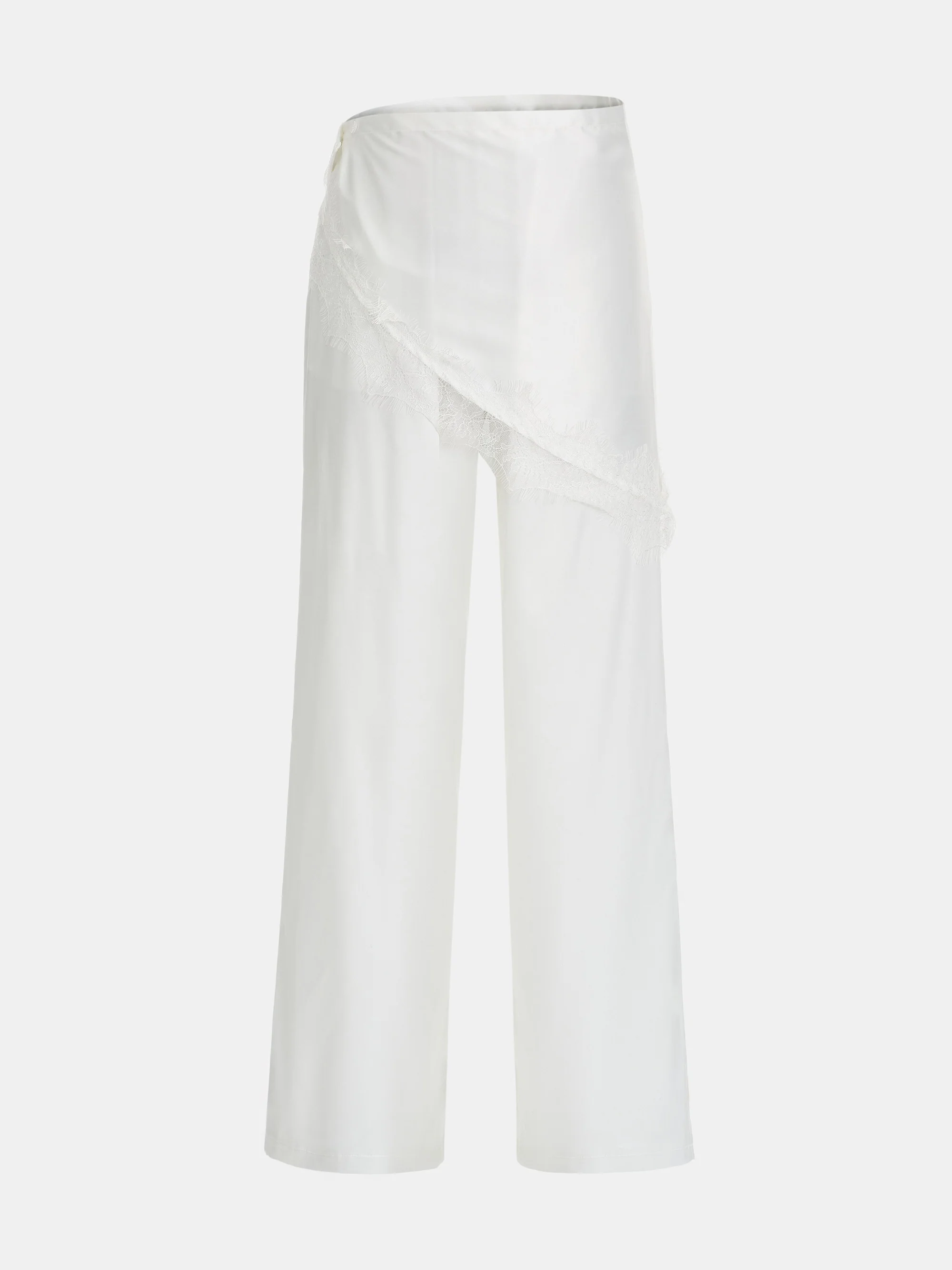 Layered Satin-Effect Trousers, Ivory - Image 5