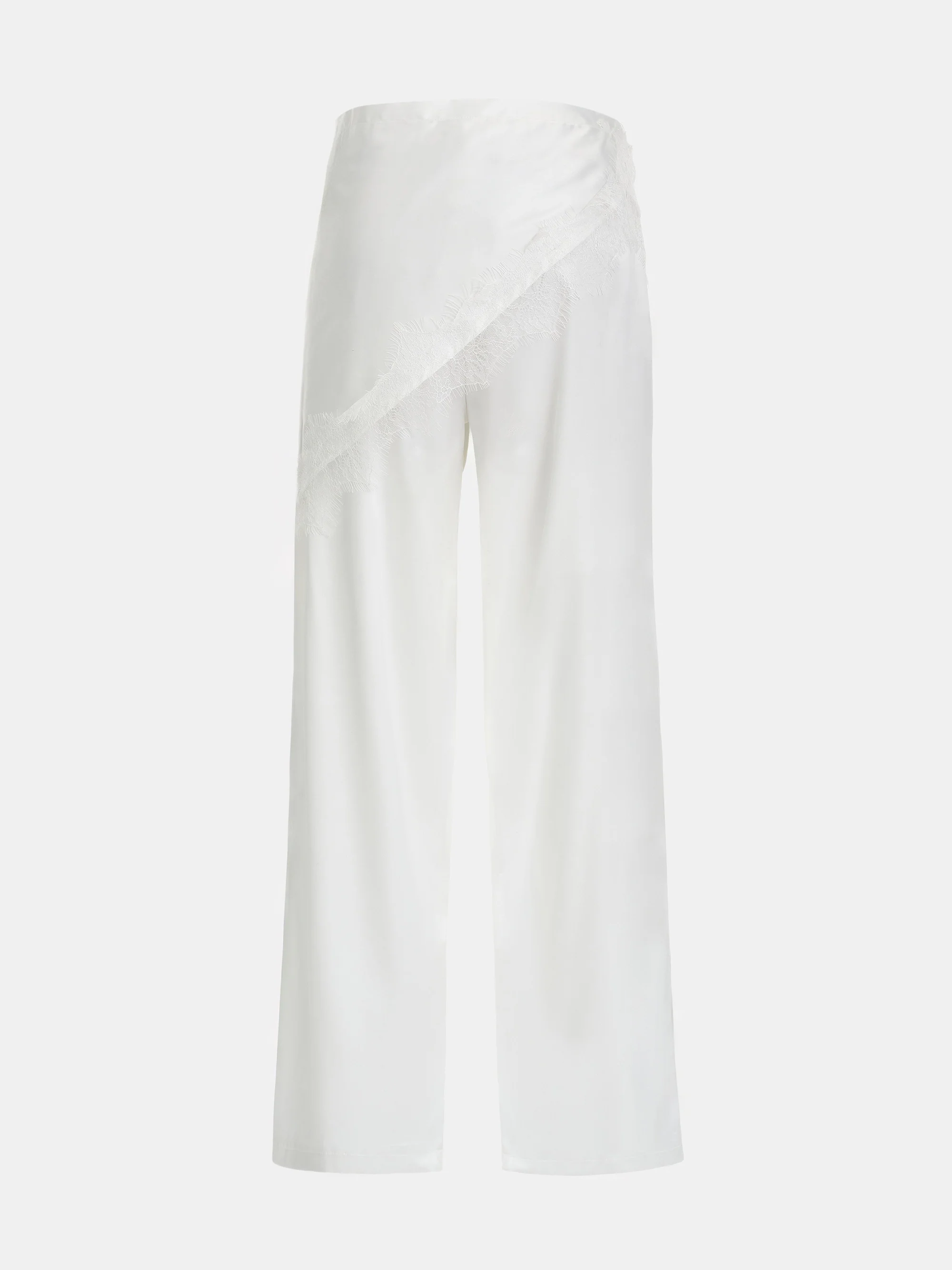 Layered Satin-Effect Trousers, Ivory - Image 6