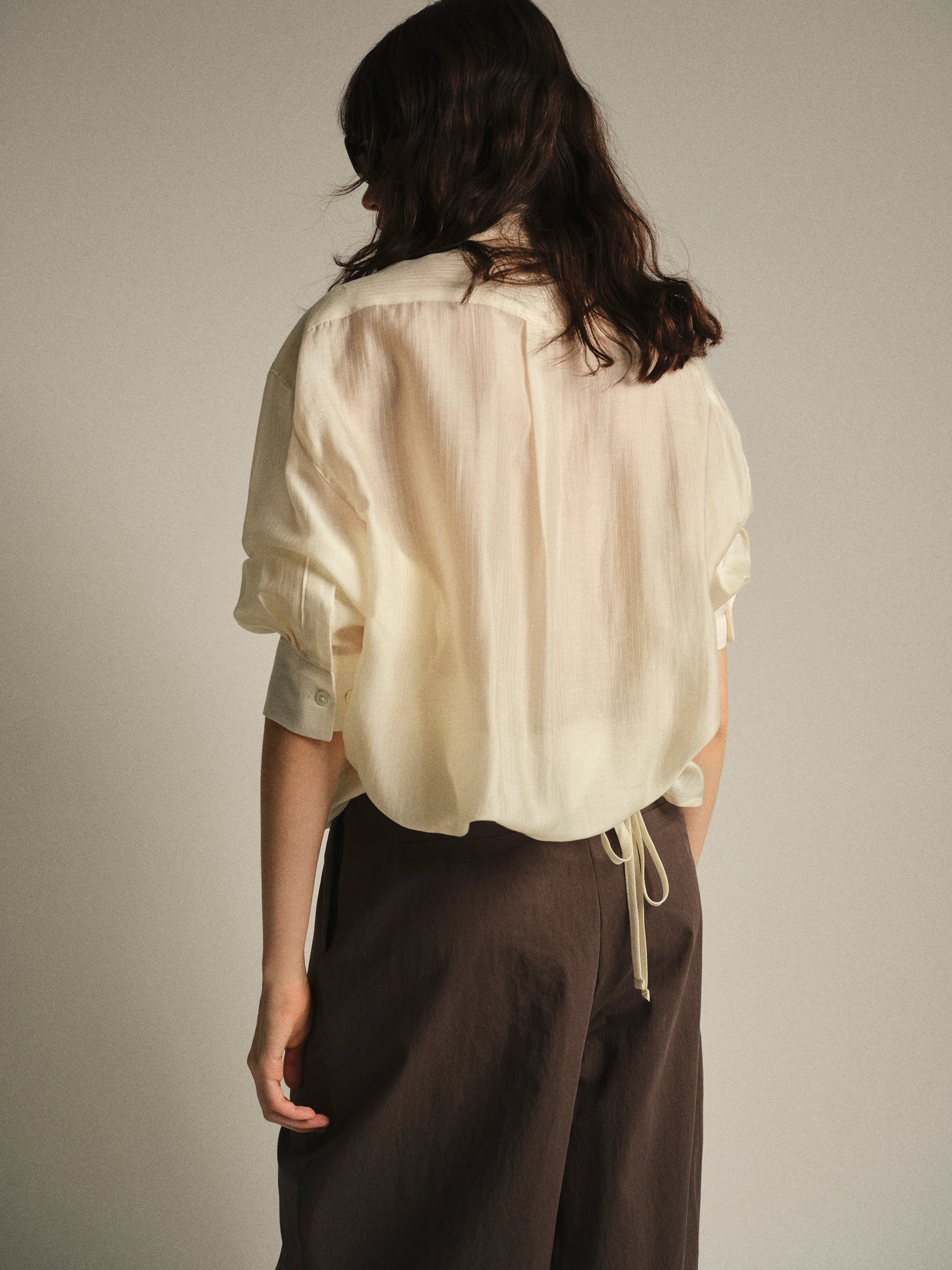 Layered Striped Shirt, Cream - Image 4