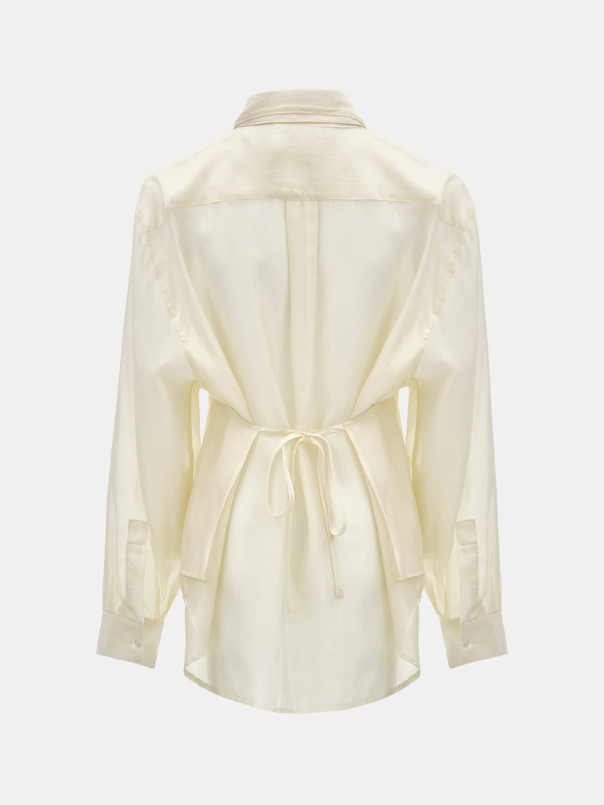 Layered Striped Shirt, Cream - Image 6
