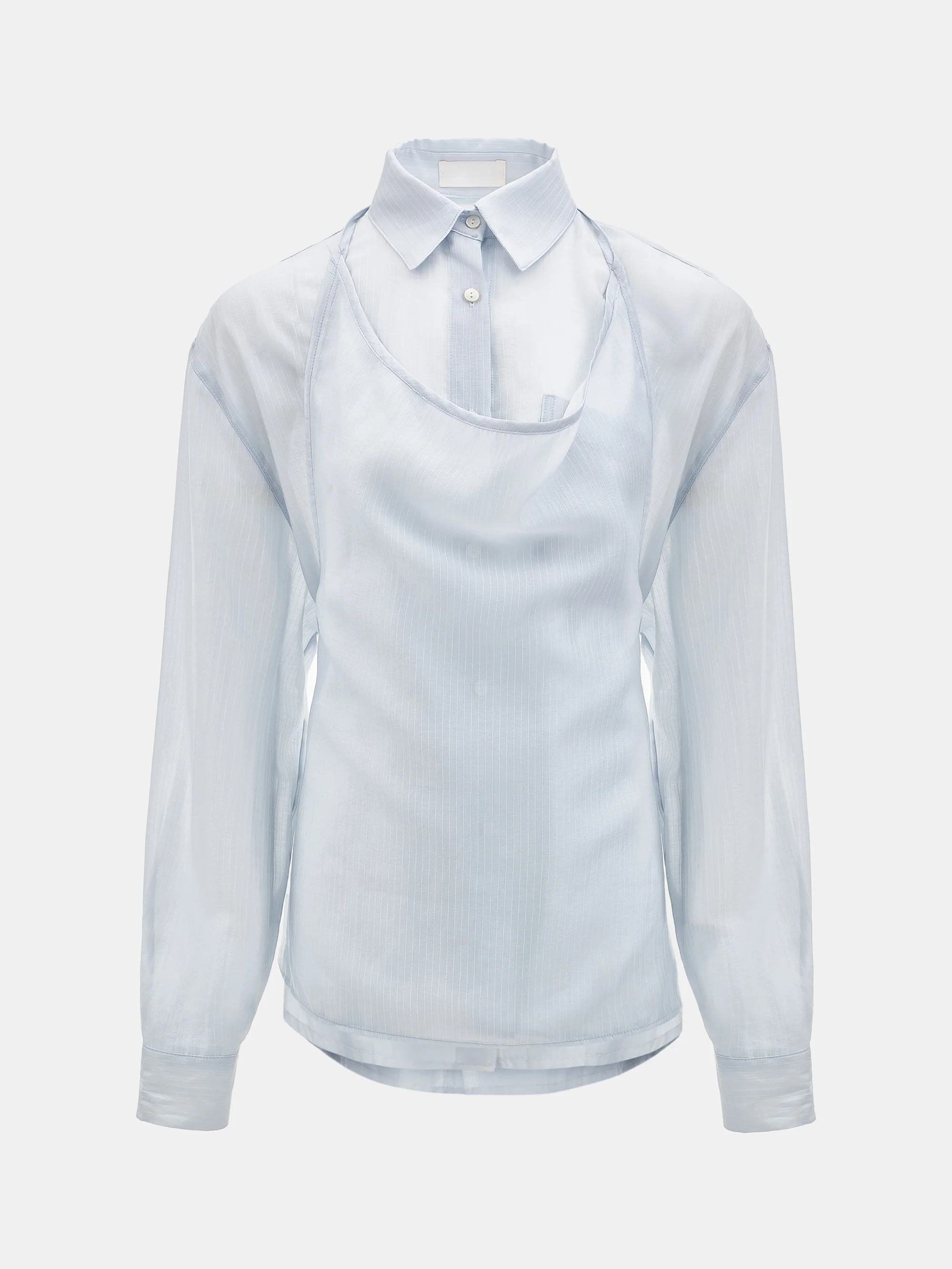 Layered Striped Shirt, Pale Blue - Image 4