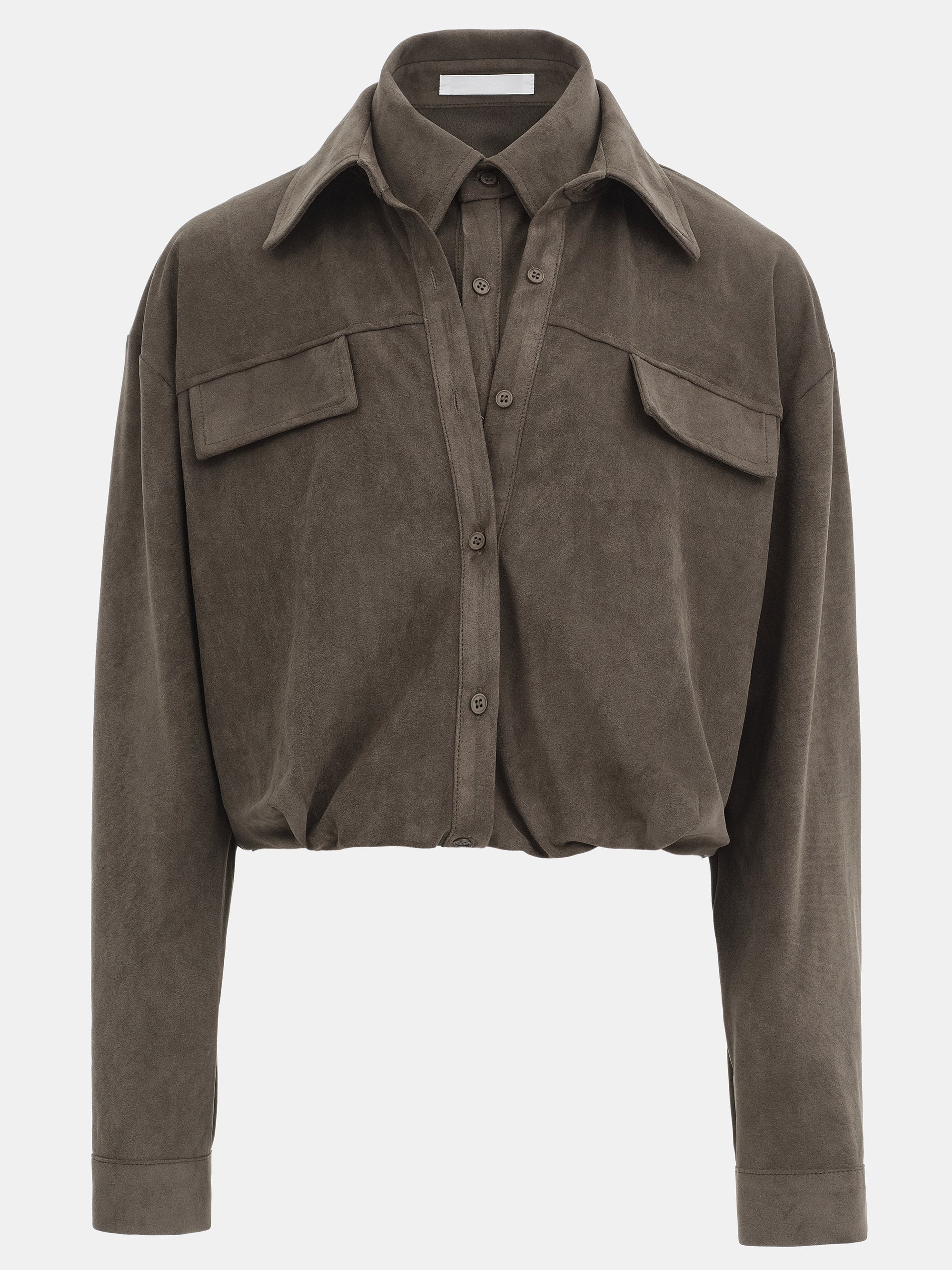 Layered Suede Effect Shirt, Brown - Image 4