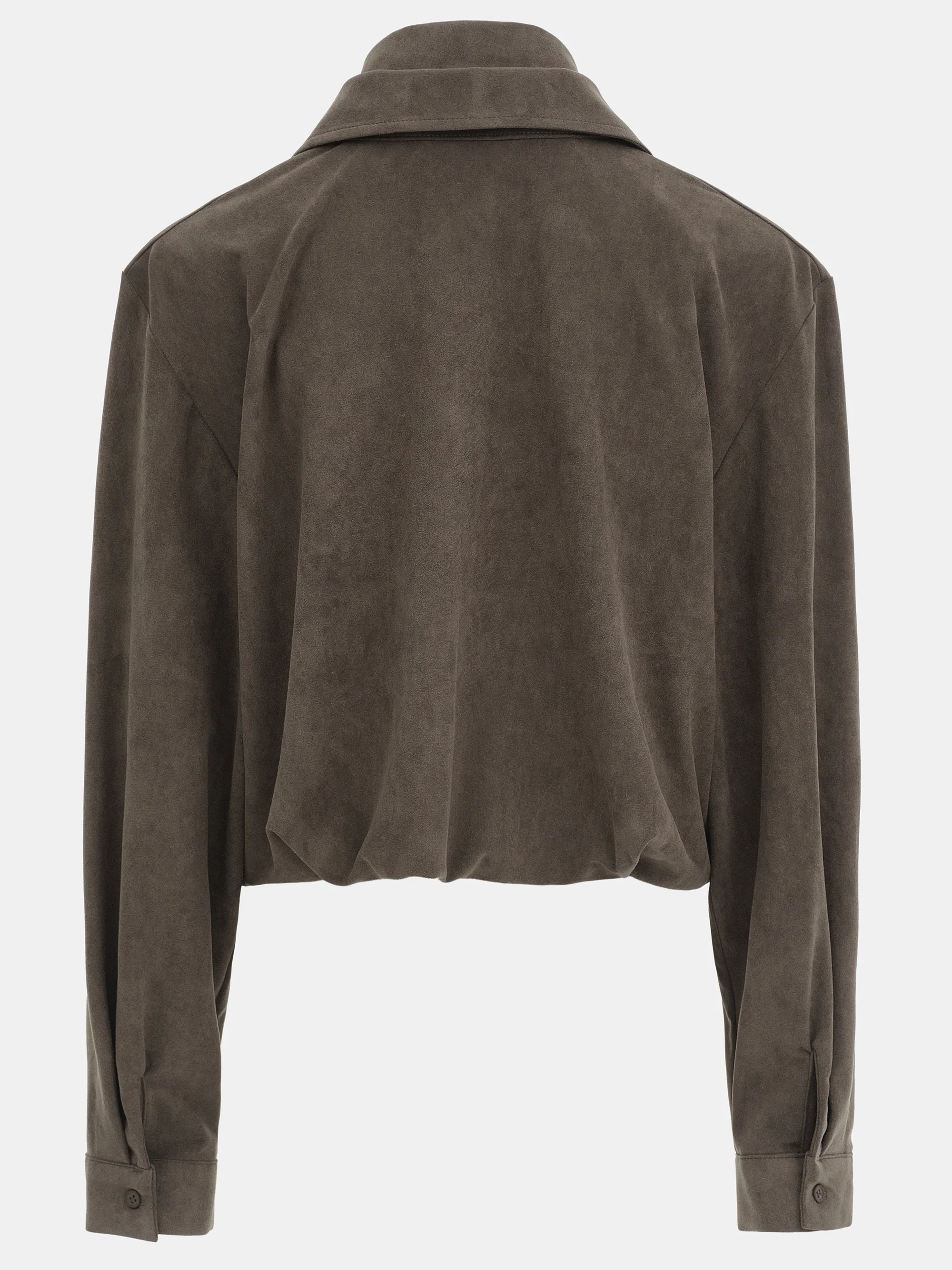 Layered Suede Effect Shirt, Brown - Image 5