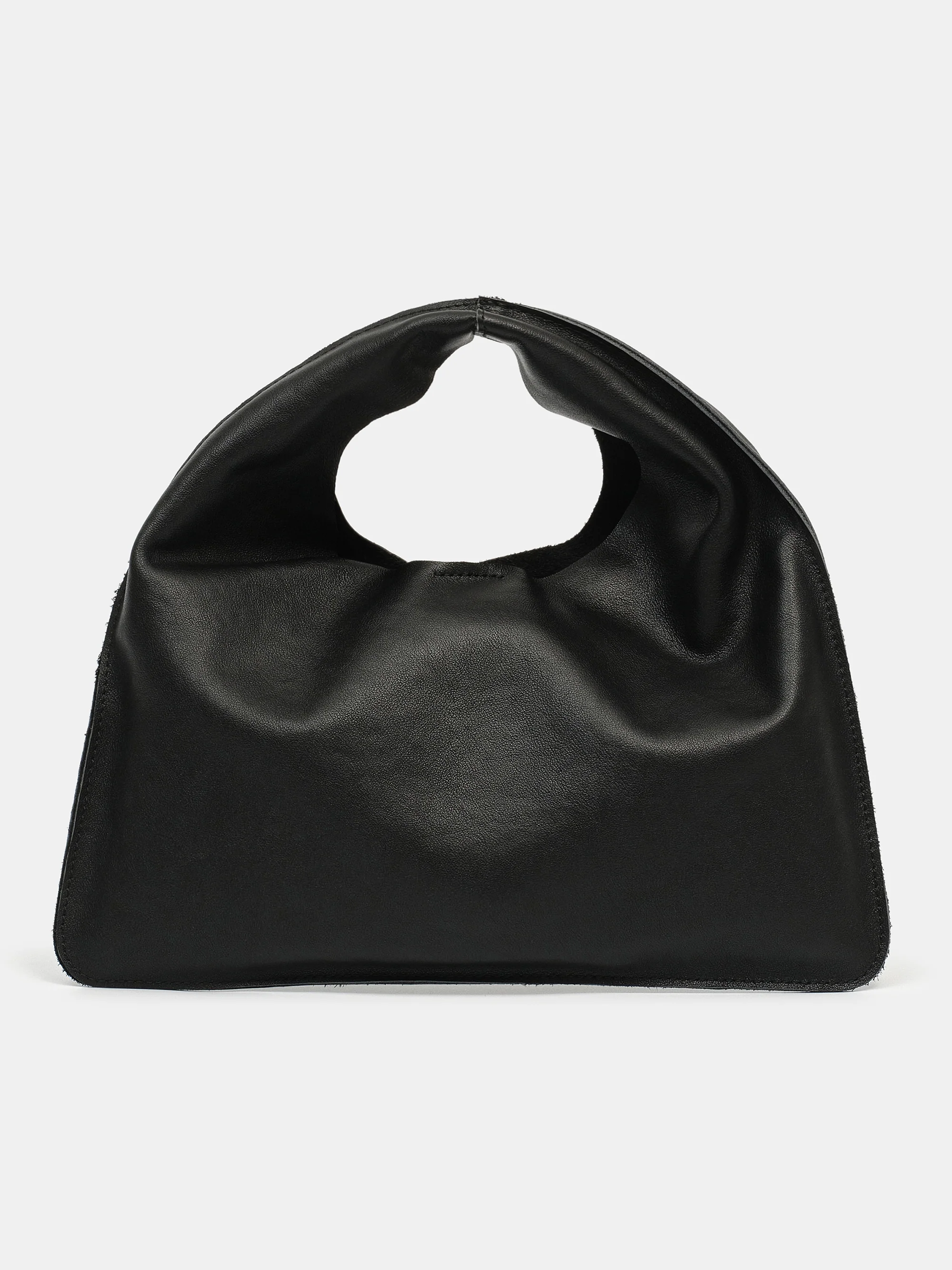 Leather Grab Bag, Black - Image 4