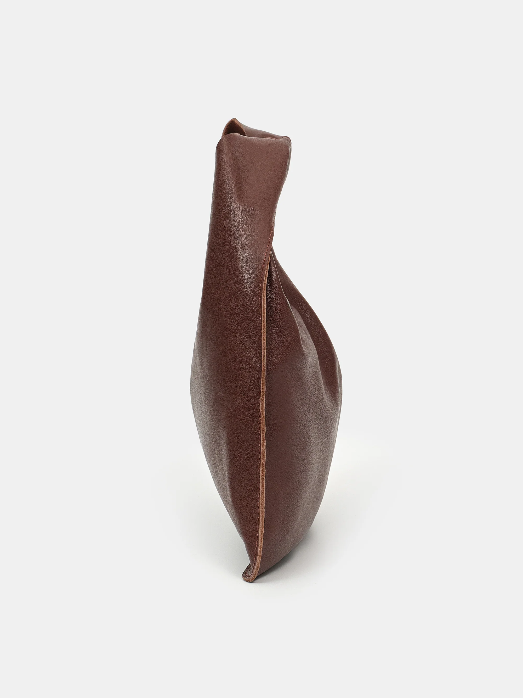 Leather Grab Bag, Brown - Image 3