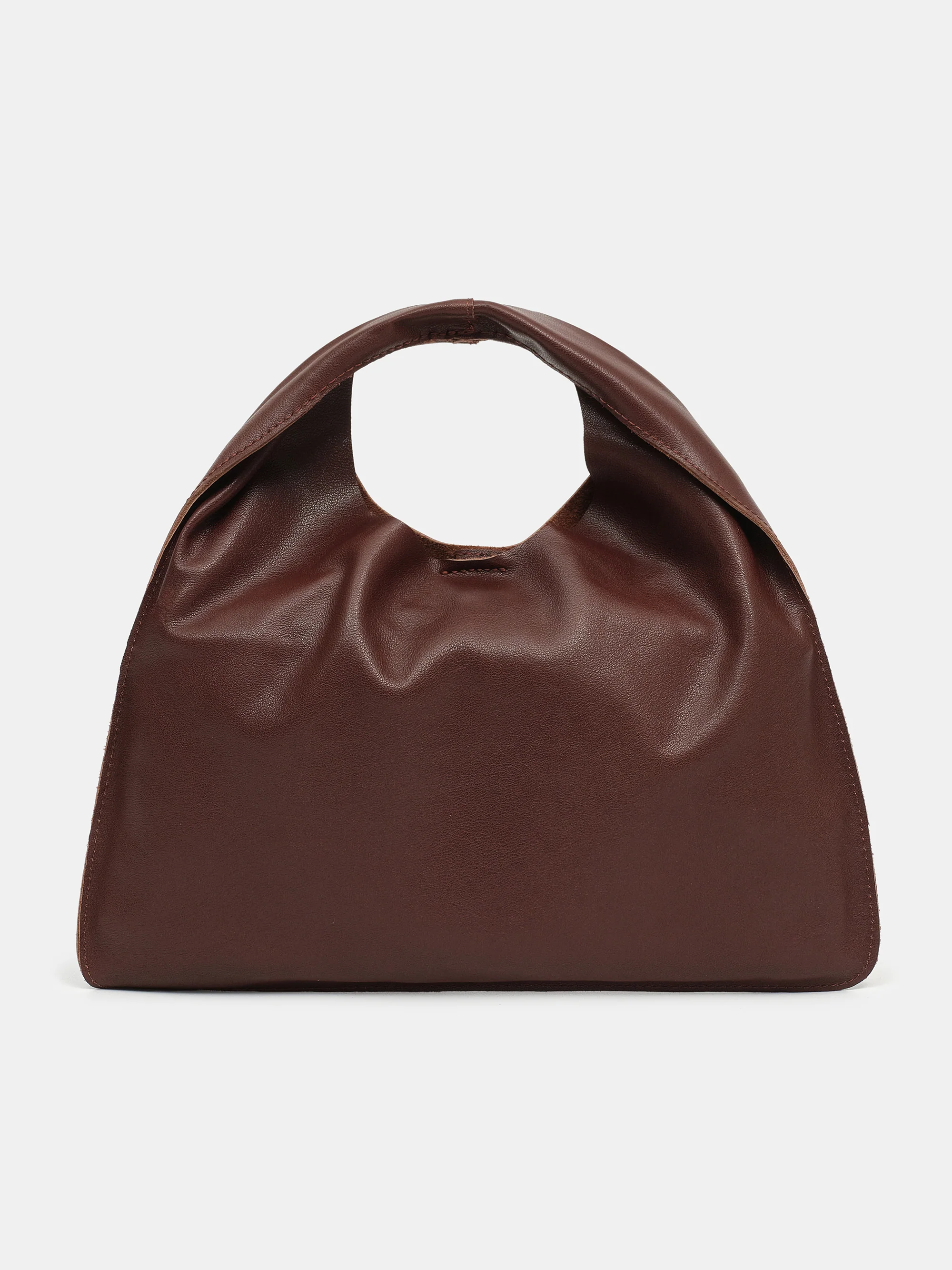 Leather Grab Bag, Brown - Image 4