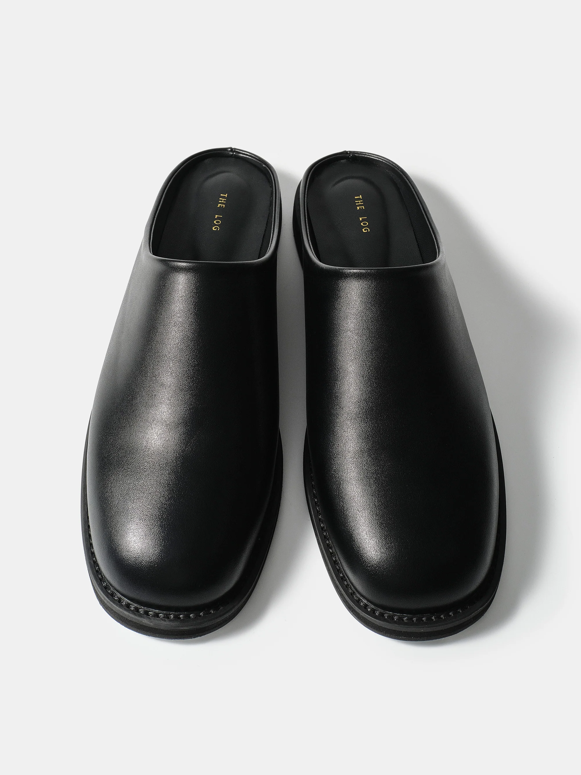 Leather Mule Loafers, Black
