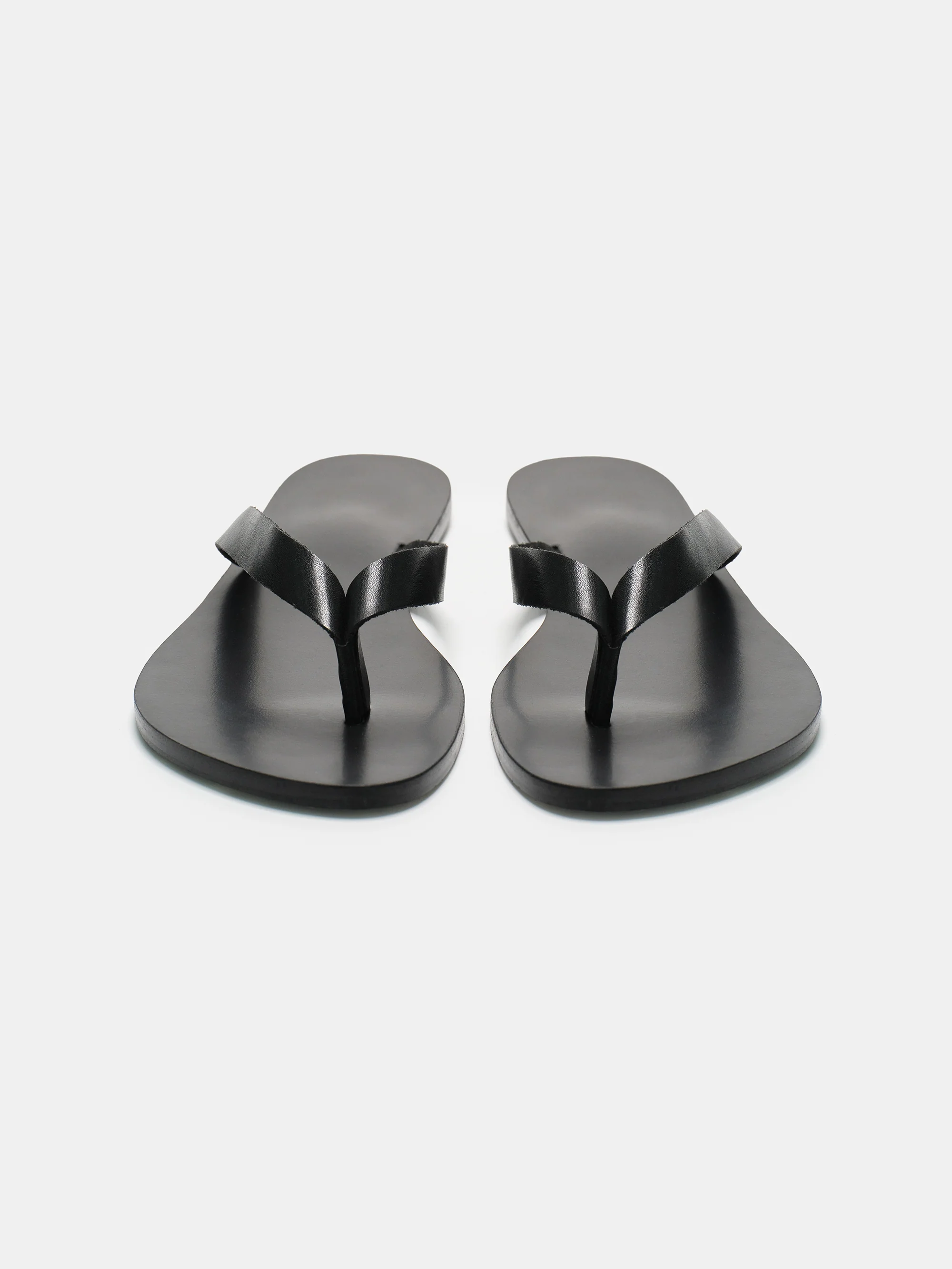 Leather Strap Flip-Flops, Black - Image 3