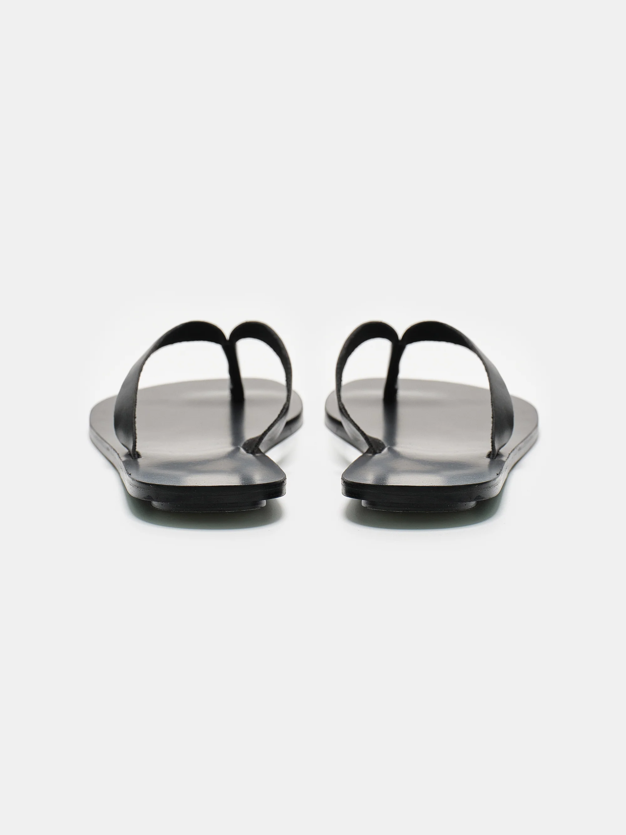 Leather Strap Flip-Flops, Black - Image 4