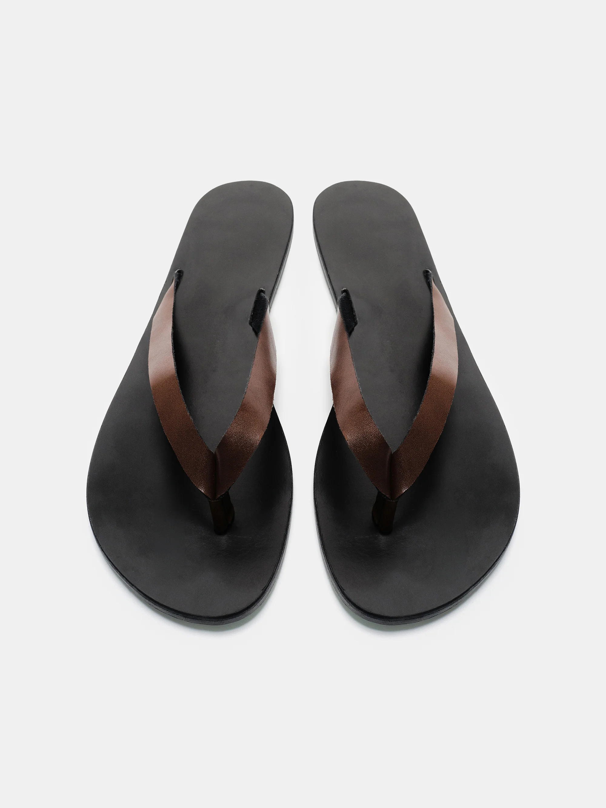 Leather Strap Flip-Flops, Brown - Image 3
