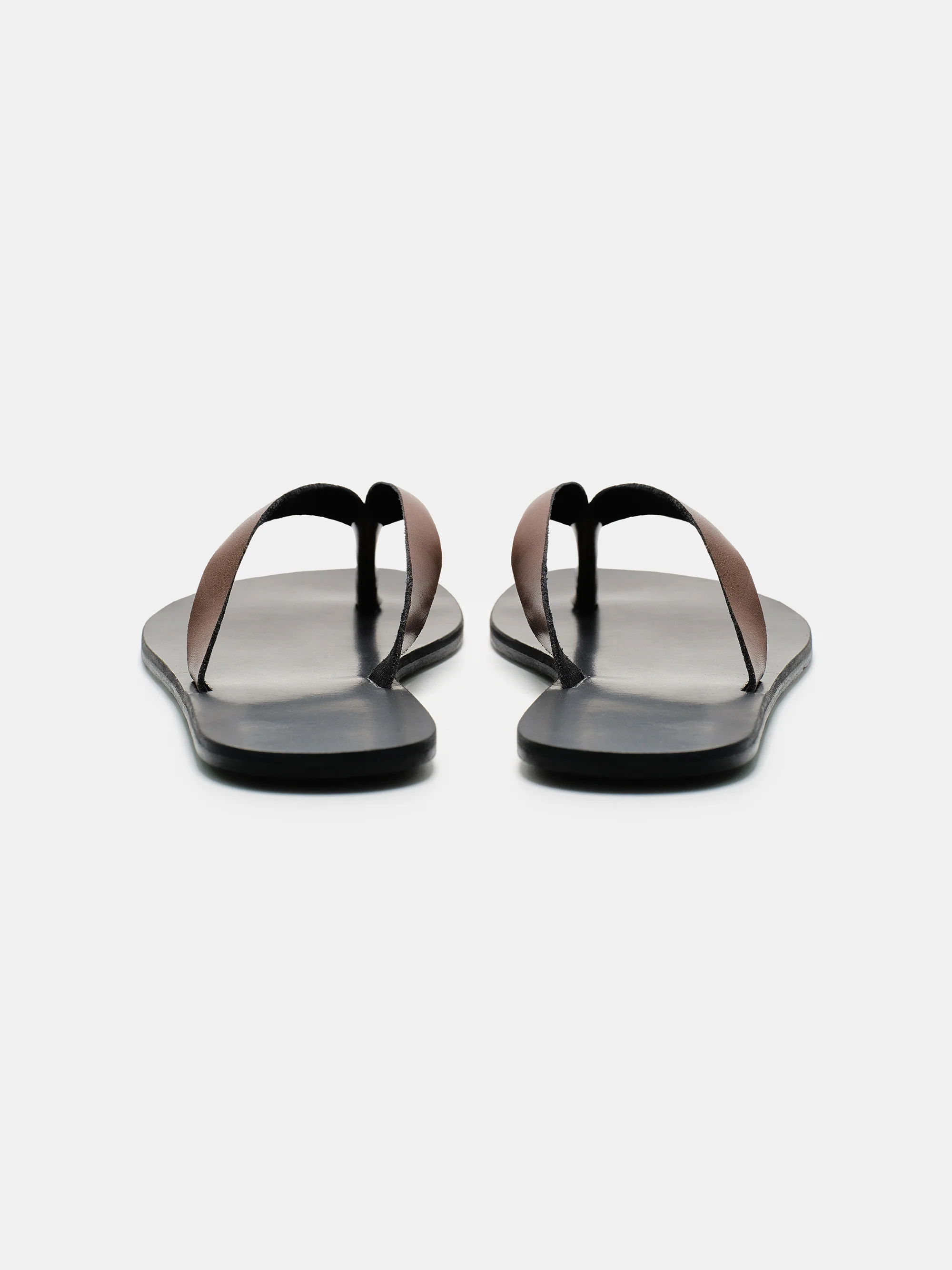 Leather Strap Flip-Flops, Brown - Image 4