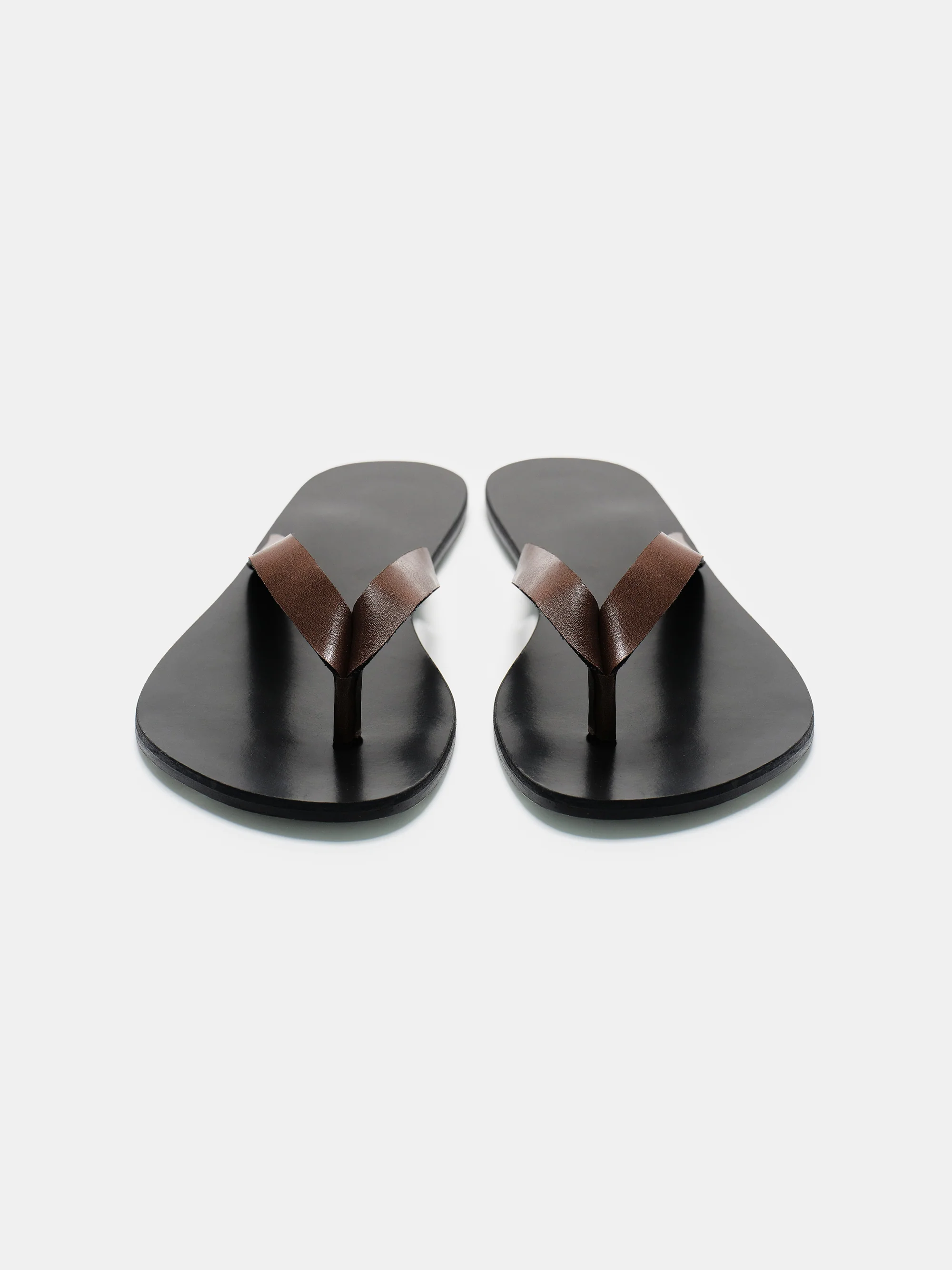 Leather Strap Flip-Flops, Brown - Image 5